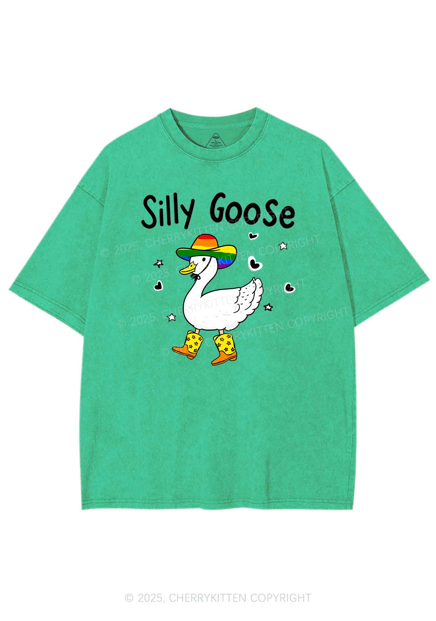 Silly Goose Pride Y2K Shirts Washed Tee Cherrykitten - Image 6