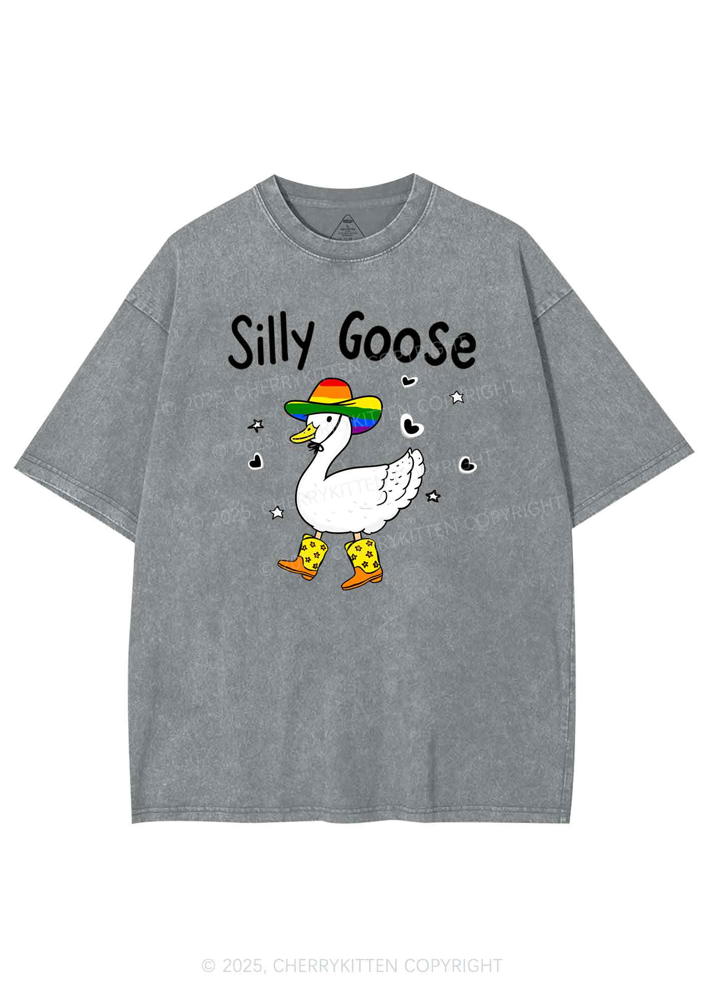 Silly Goose Pride Y2K Shirts Washed Tee Cherrykitten - Image 7