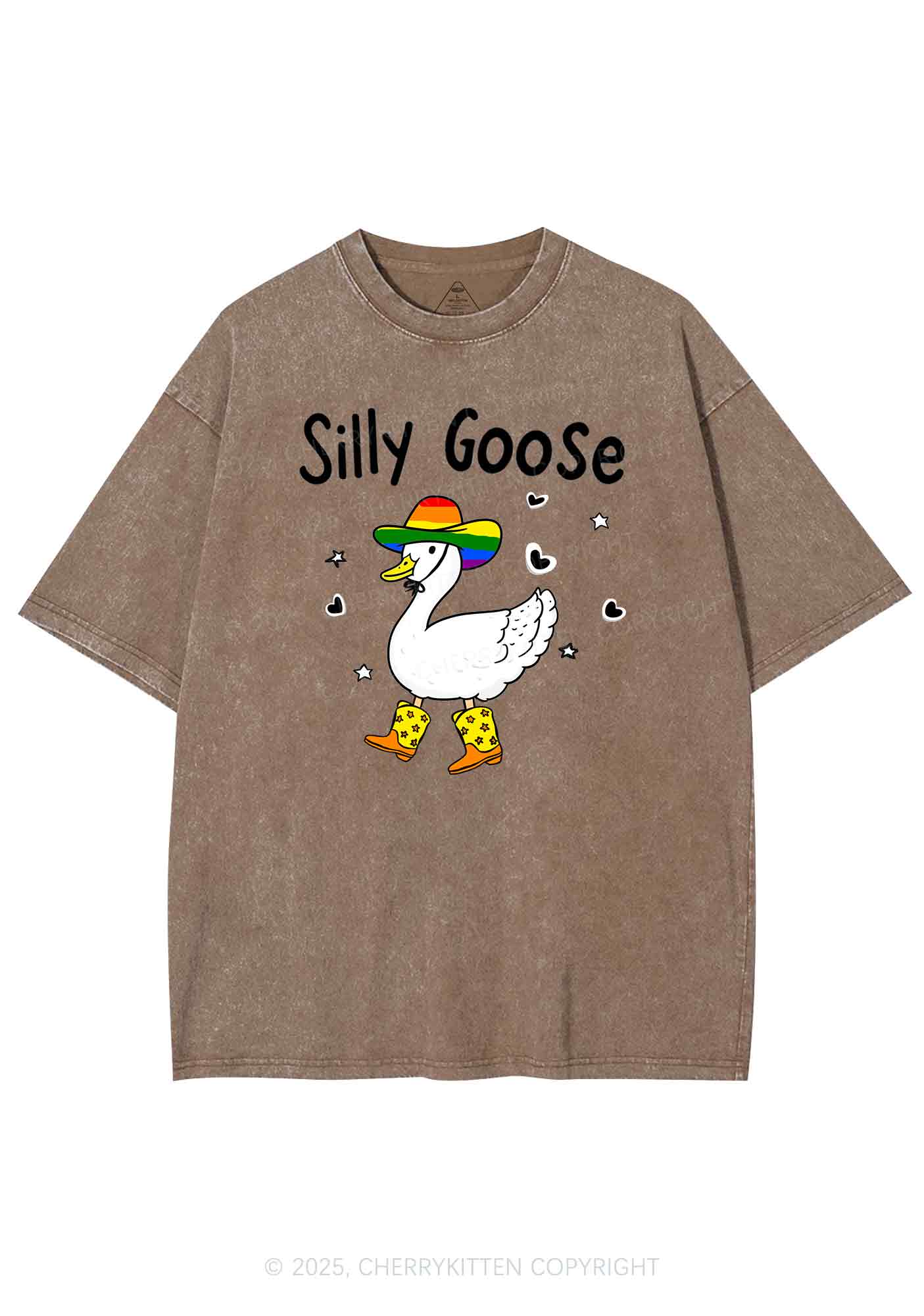 Silly Goose Pride Y2K Shirts Washed Tee Cherrykitten - Image 8