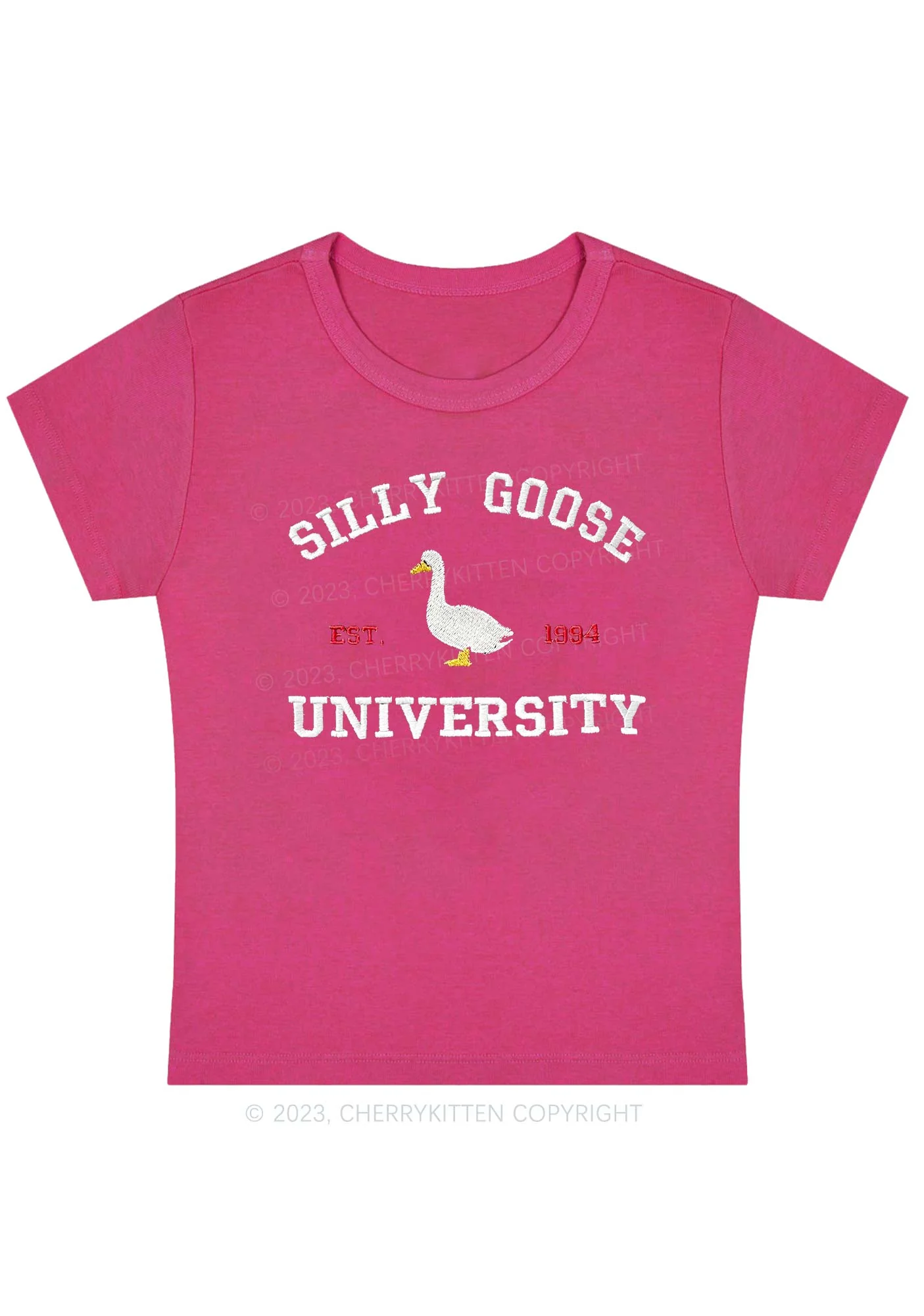 Silly Goose University EST 1994 Y2K Baby Tee Cherrykitten - Image 5