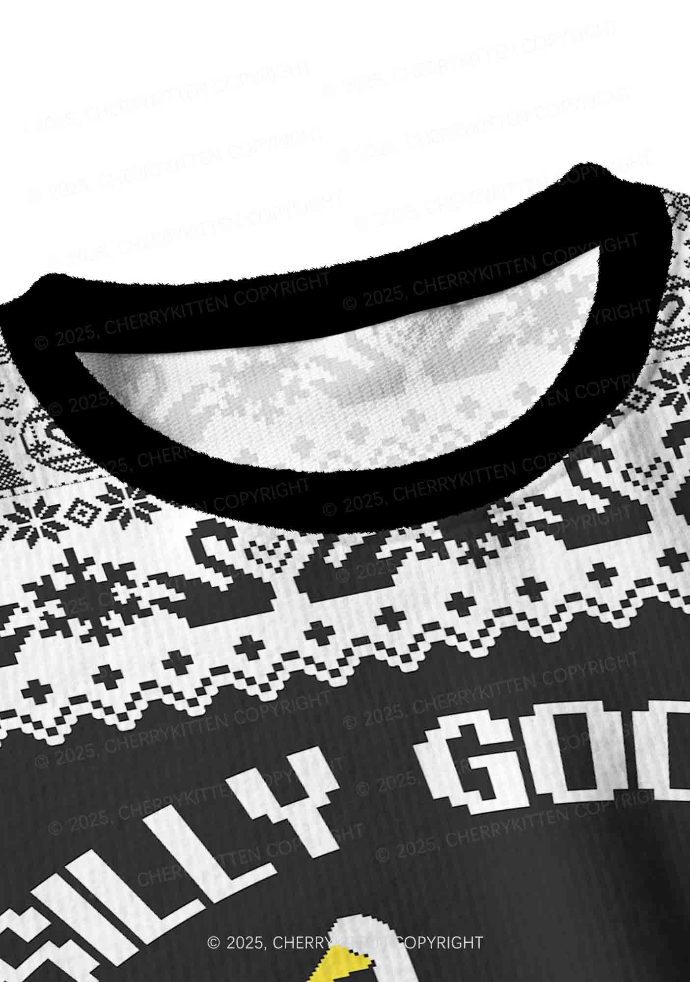 Silly Goose University Y2K Christmas Crop Knit Sweatshirt Cherrykitten - Image 4