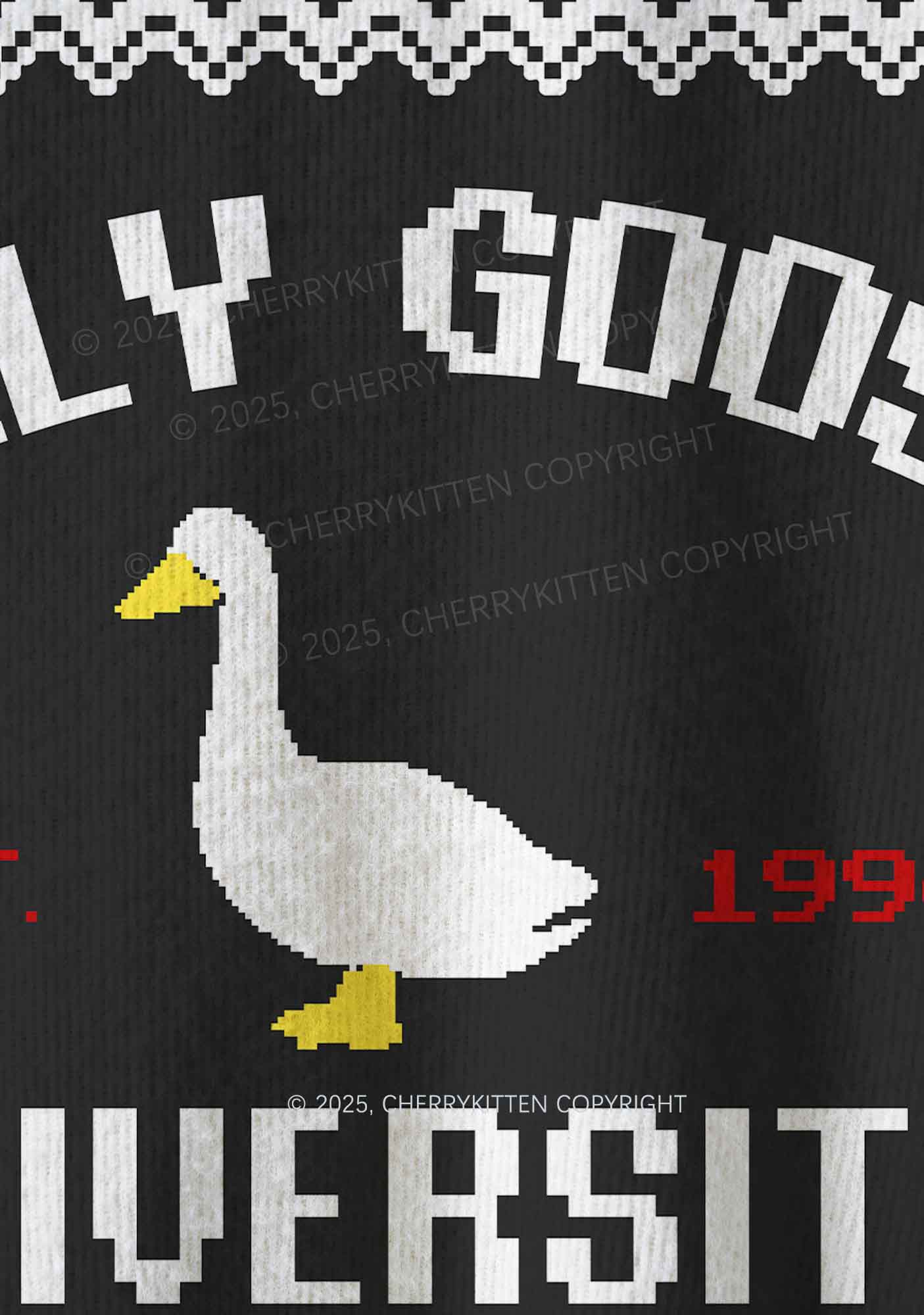 Silly Goose University Y2K Christmas Knit Sweatshirt Cherrykitten - Image 4