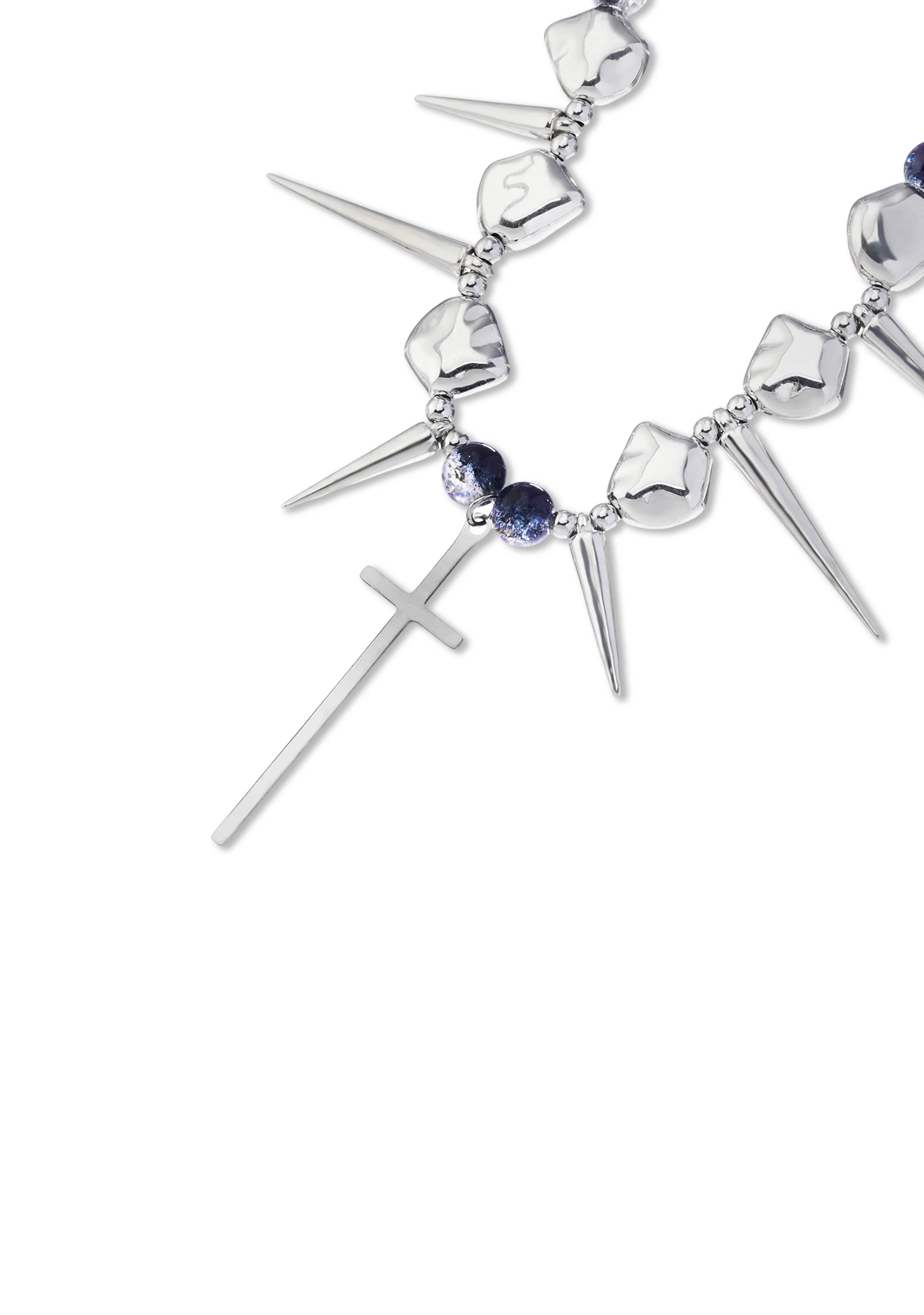 Silver Cross Y2K Necklace Cherrykitten - Image 2