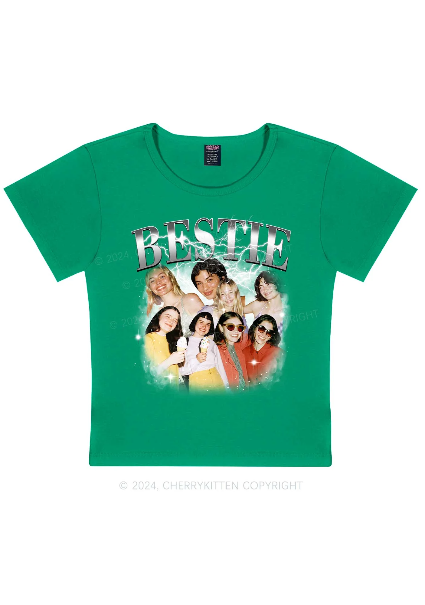 Silver Custom Bestie Photos Y2K Valentine's Day Baby Tee Cherrykitten - Image 10