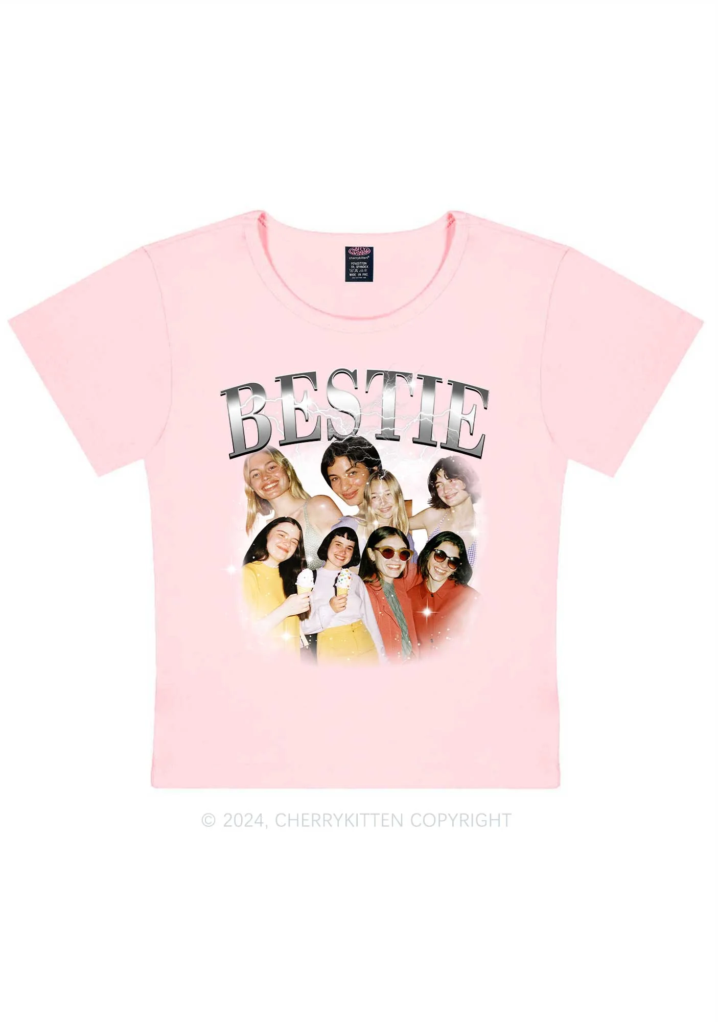 Silver Custom Bestie Photos Y2K Valentine's Day Baby Tee Cherrykitten - Image 11