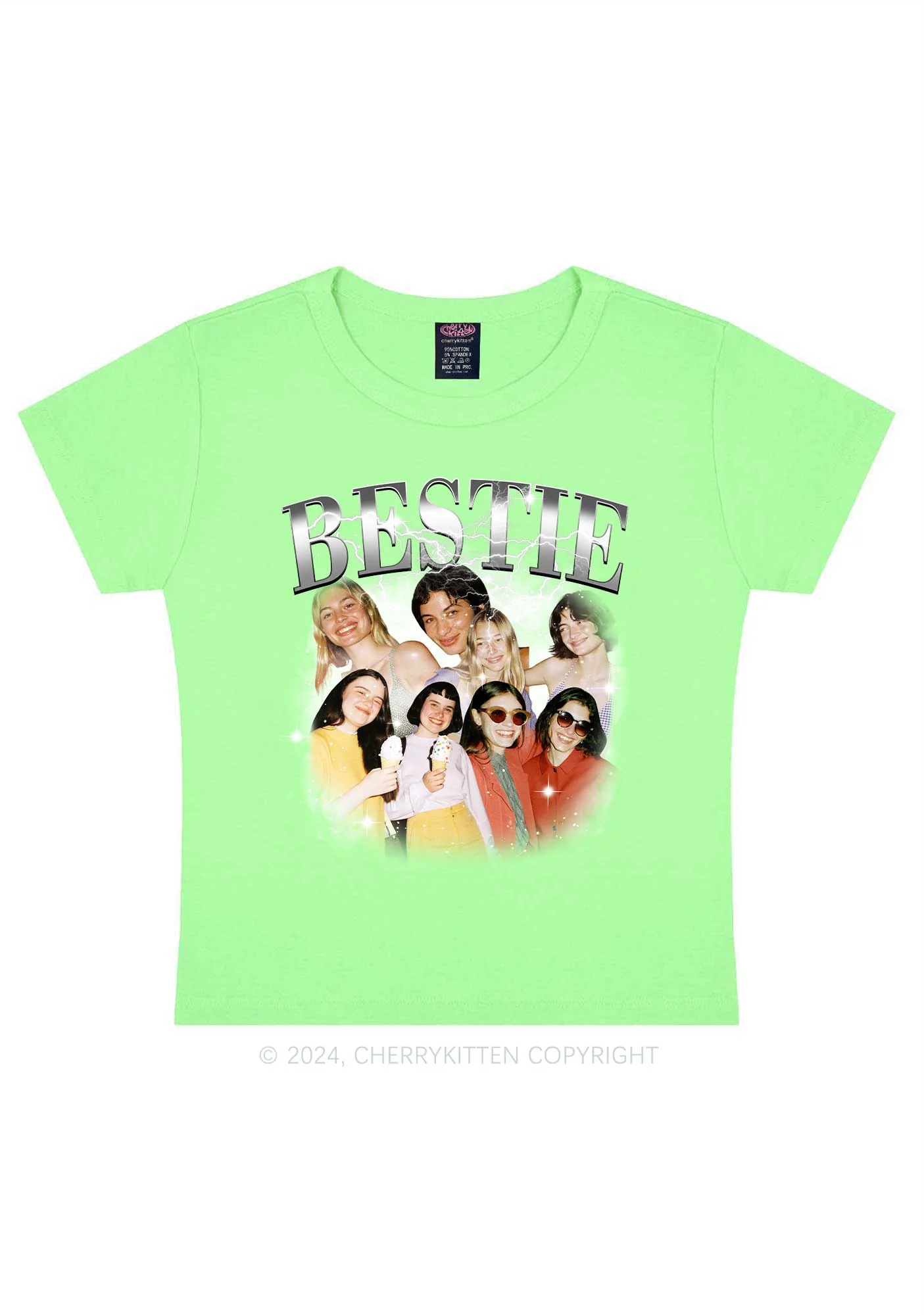 Silver Custom Bestie Photos Y2K Valentine's Day Baby Tee Cherrykitten - Image 12