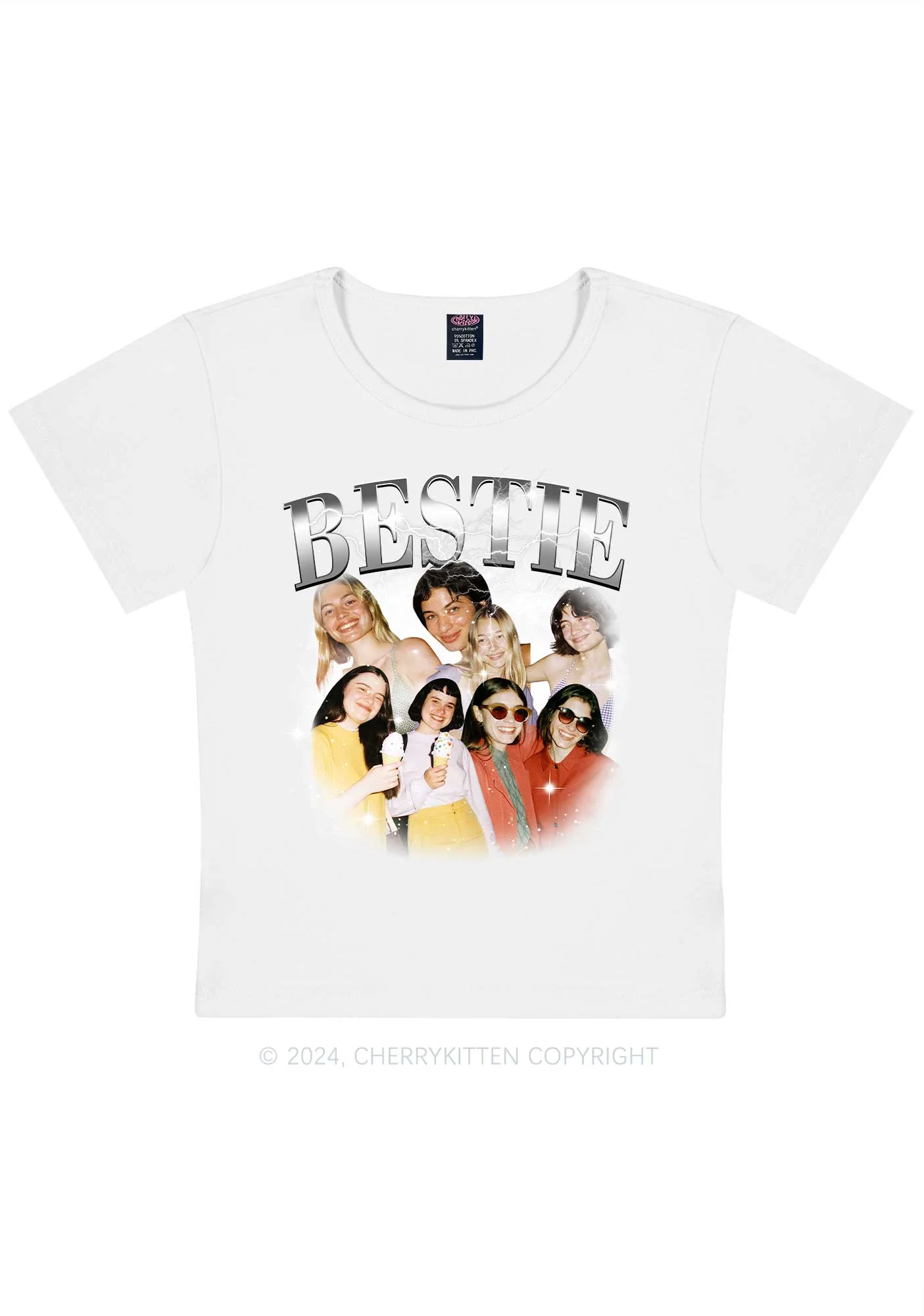Silver Custom Bestie Photos Y2K Valentine's Day Baby Tee Cherrykitten - Image 4