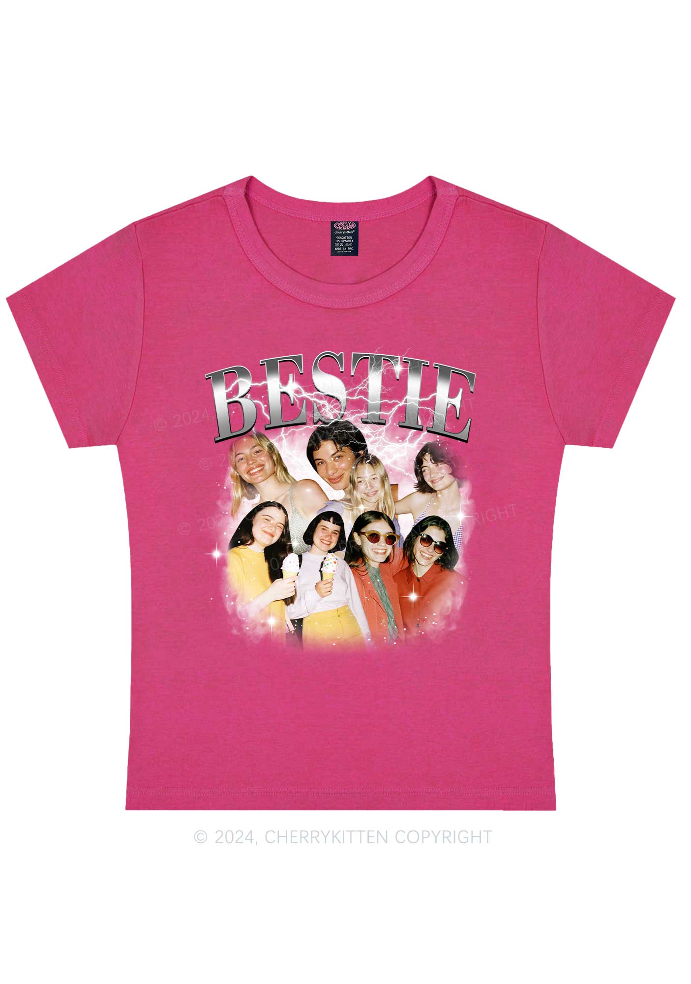 Silver Custom Bestie Photos Y2K Valentine's Day Baby Tee Cherrykitten - Image 5