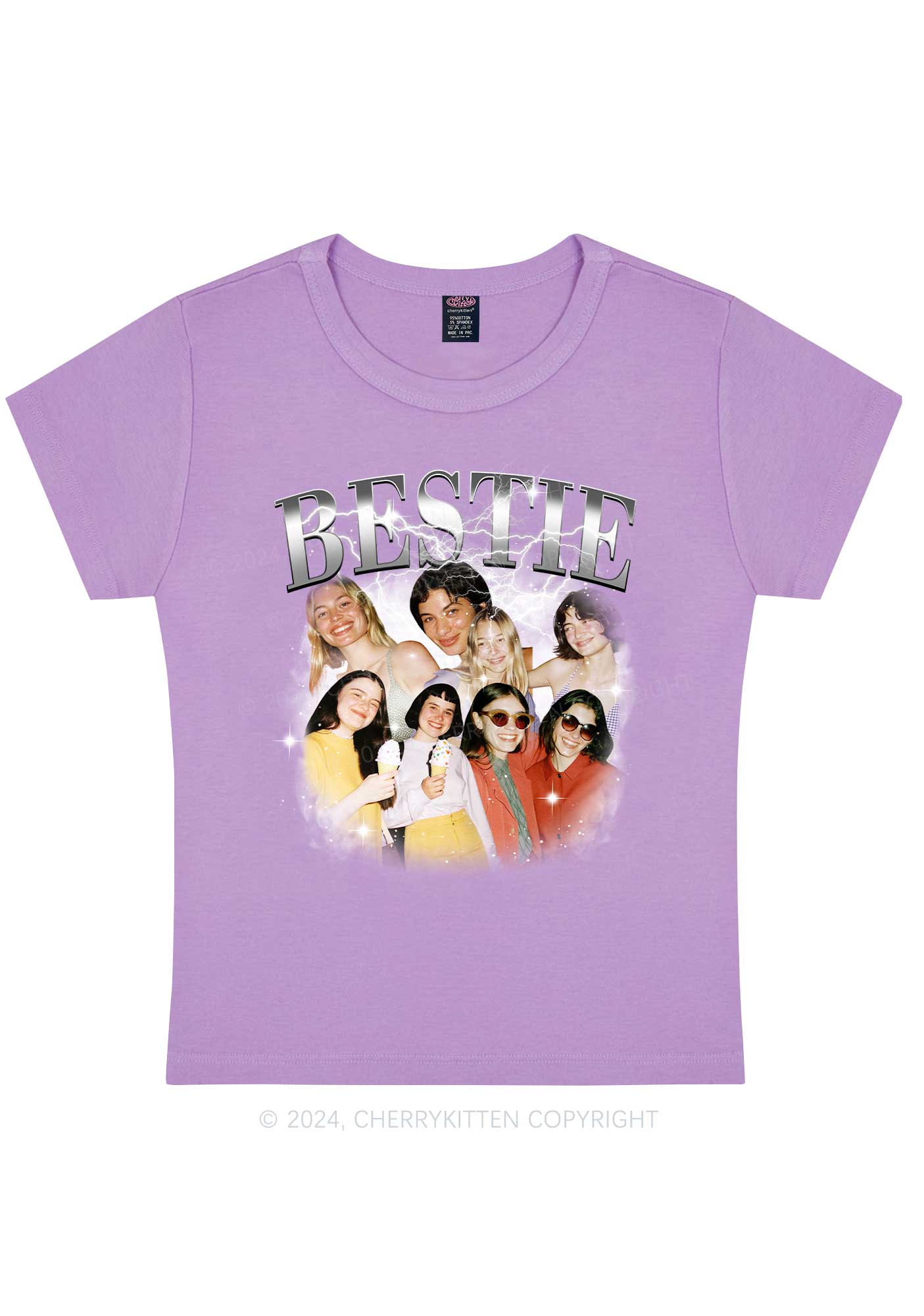 Silver Custom Bestie Photos Y2K Valentine's Day Baby Tee Cherrykitten - Image 6