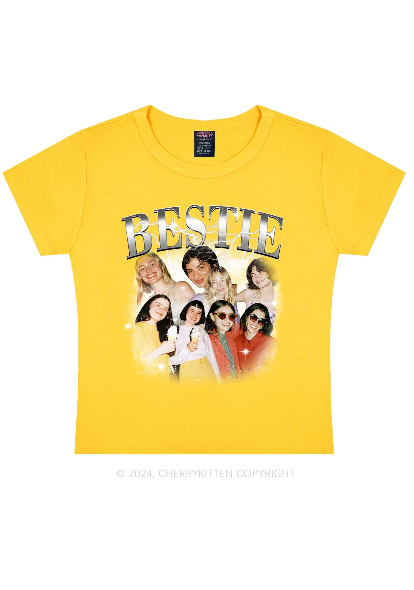 Silver Custom Bestie Photos Y2K Valentine's Day Baby Tee Cherrykitten - Image 7