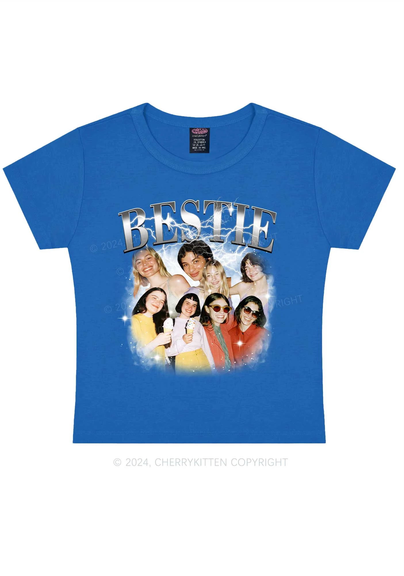 Silver Custom Bestie Photos Y2K Valentine's Day Baby Tee Cherrykitten - Image 8