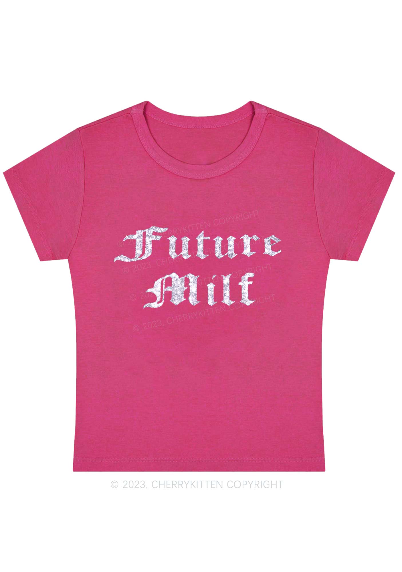 Silver Glitter Future Mxxf Y2K Baby Tee Cherrykitten - Image 3