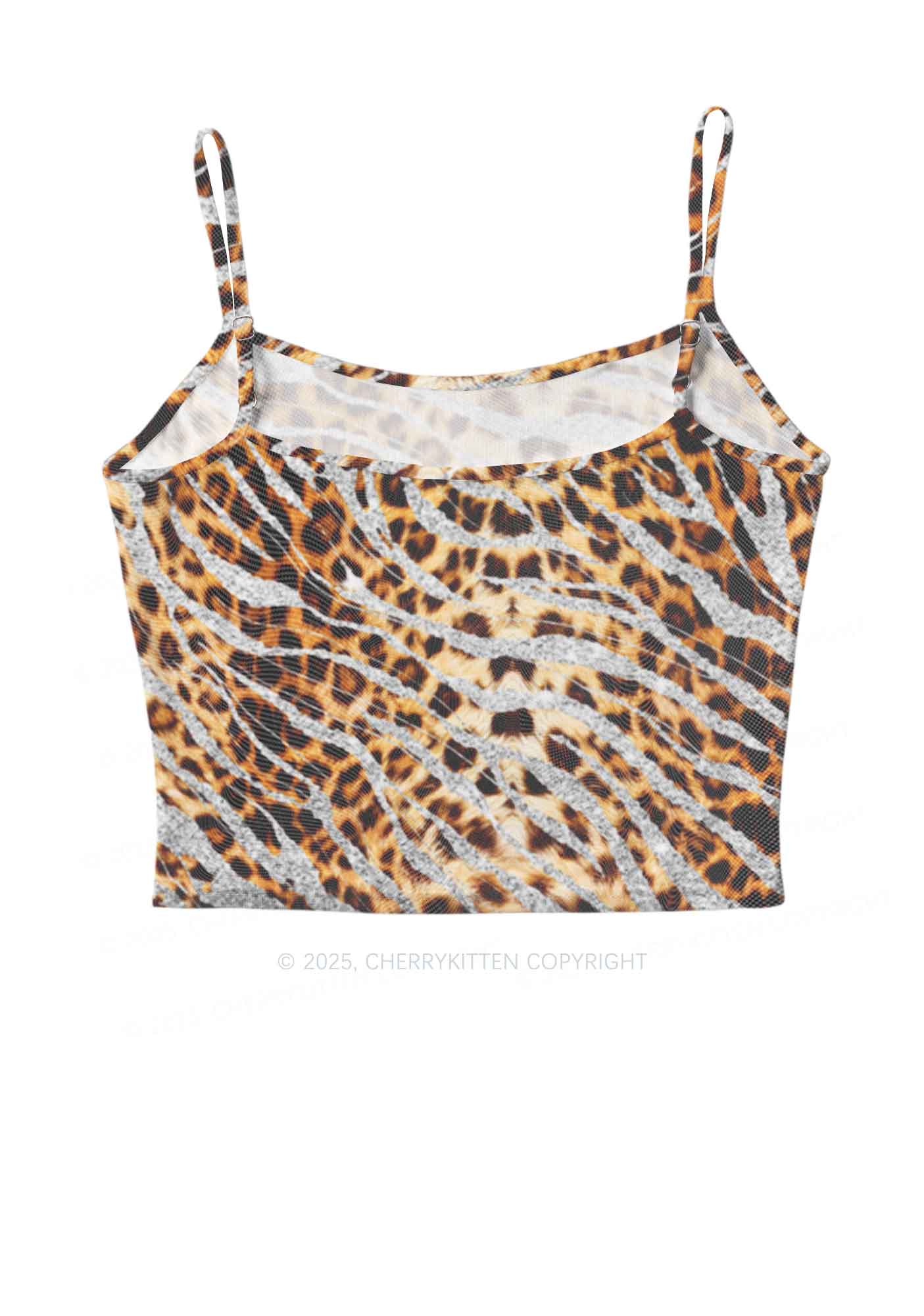 Silver Glitter Leopard Y2K Mesh Cami Tank Cherrykitten - Image 3