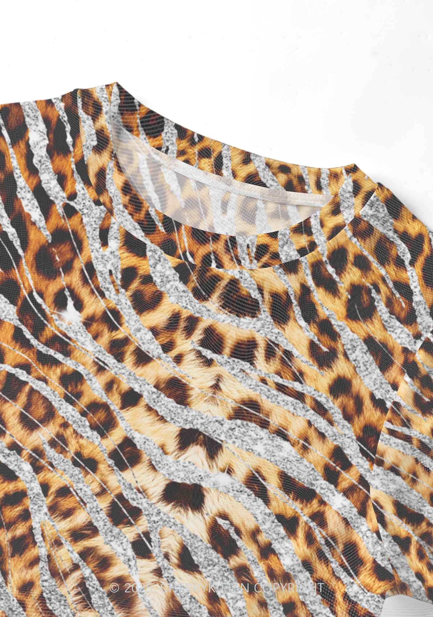 Silver Glitter Leopard Y2K Mesh Crop Top Cherrykitten - Image 3