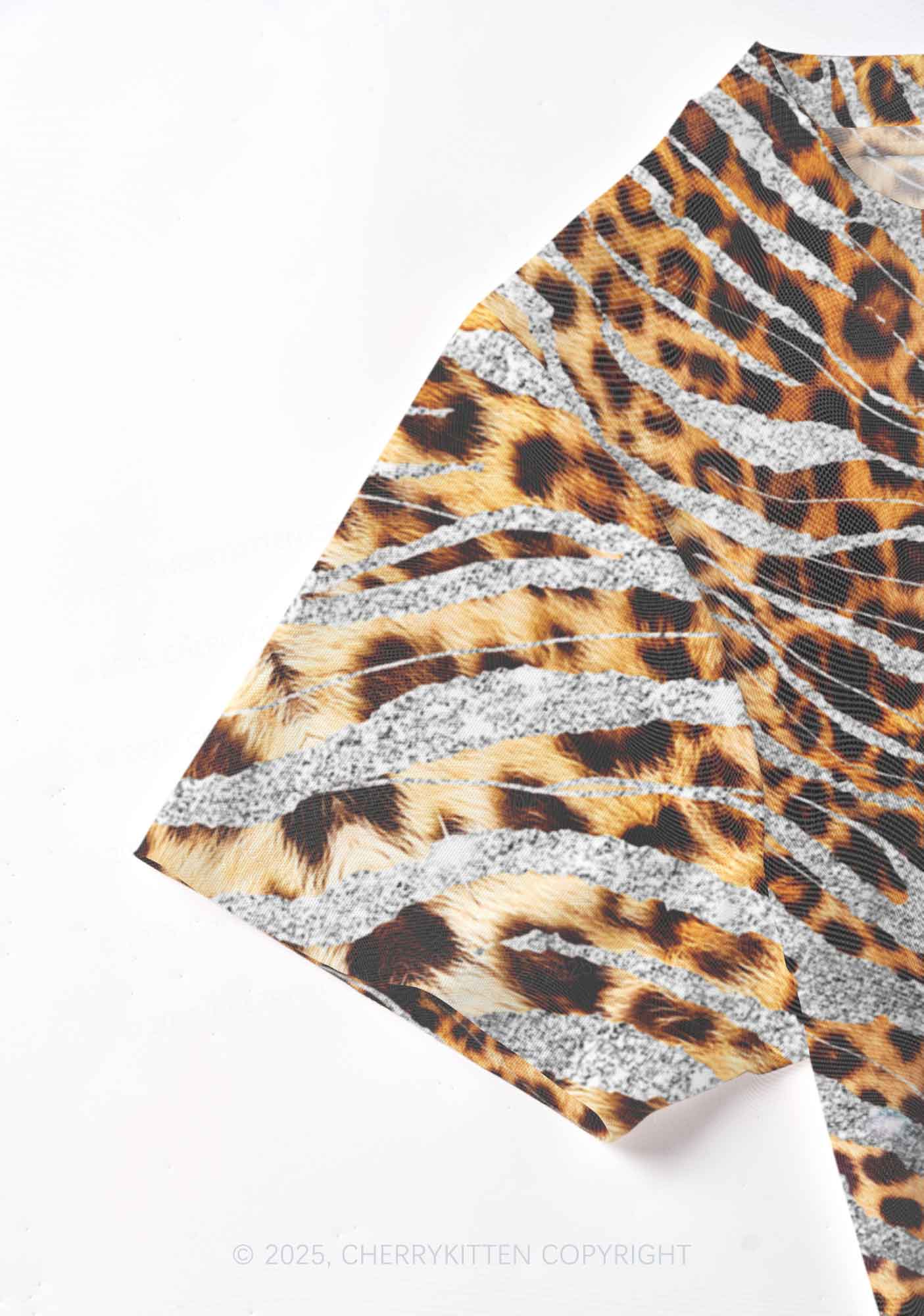 Silver Glitter Leopard Y2K Mesh Crop Top Cherrykitten - Image 4