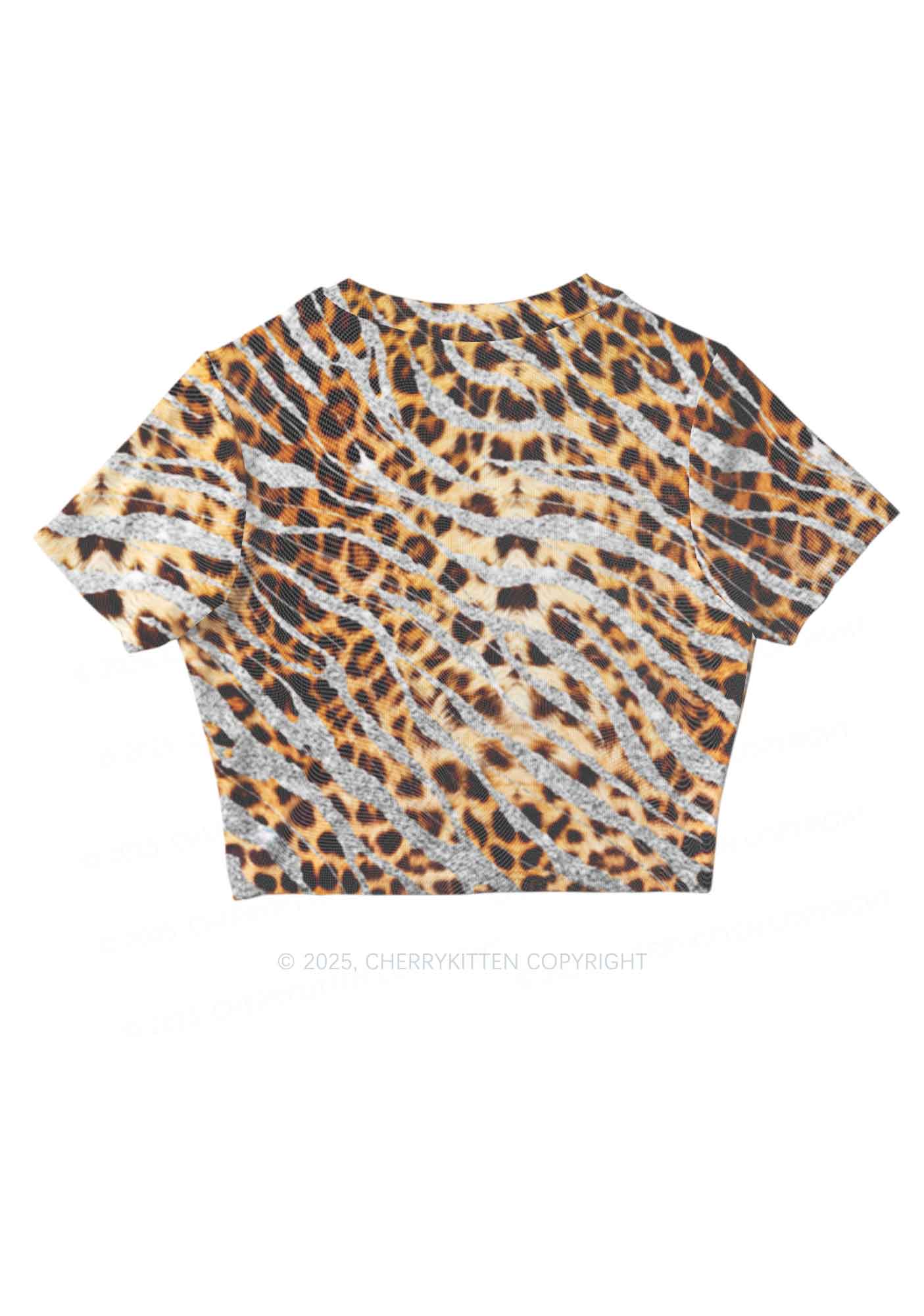 Silver Glitter Leopard Y2K Mesh Crop Top Cherrykitten - Image 5