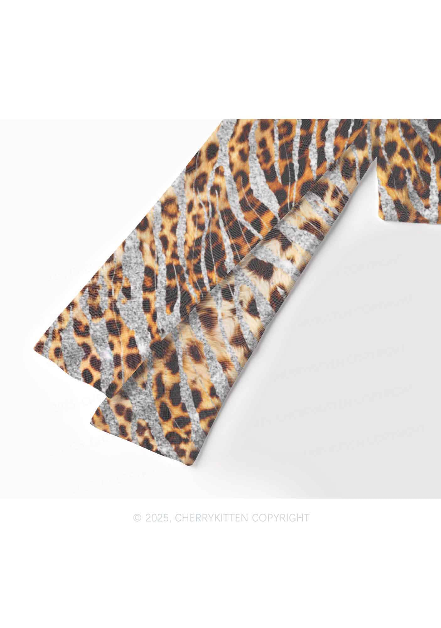Silver Glitter Leopard Y2K Mesh Long Sleeve Crop Top Cherrykitten - Image 4