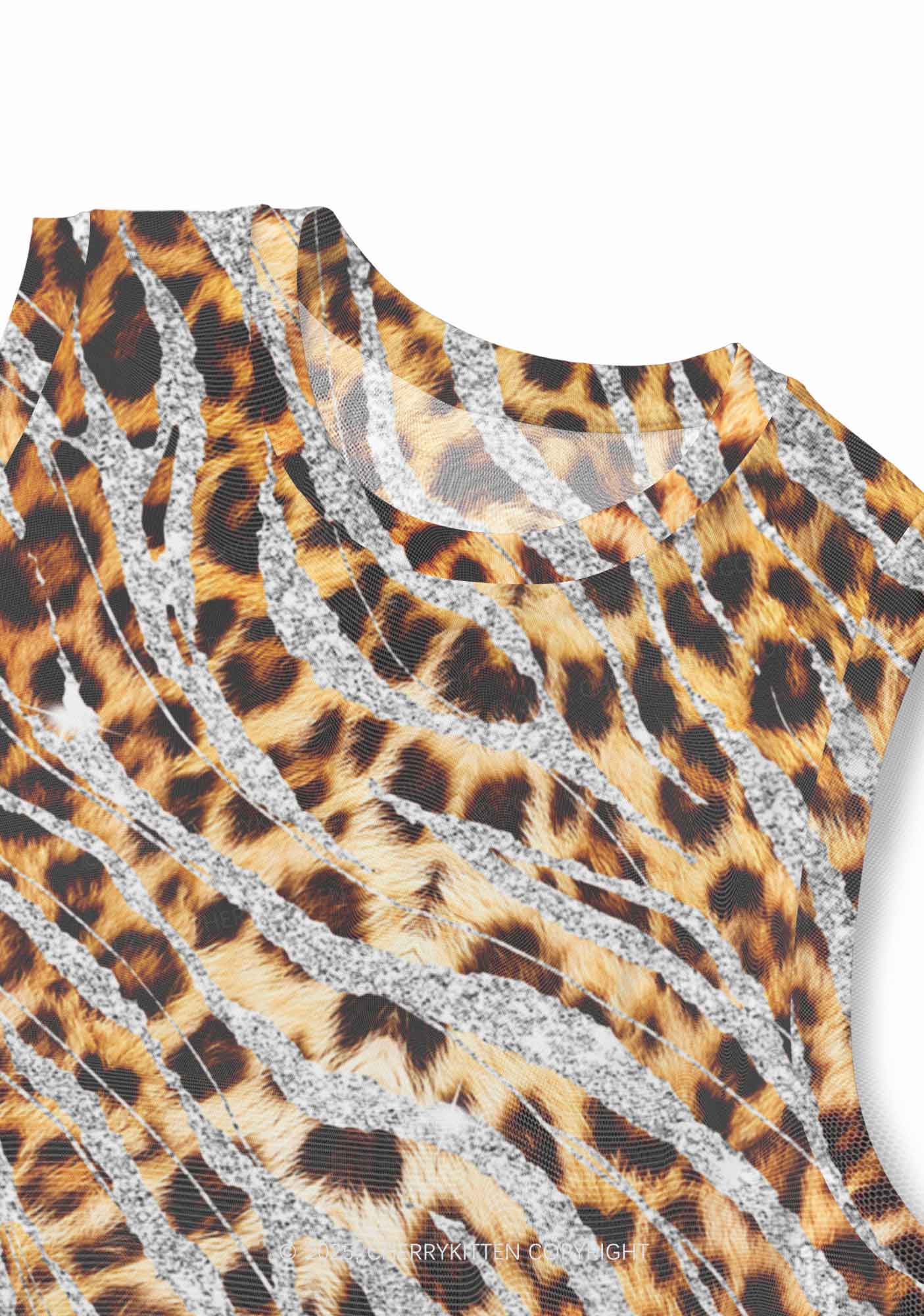 Silver Glitter Leopard Y2K Mesh Muscle Tank Cherrykitten - Image 3