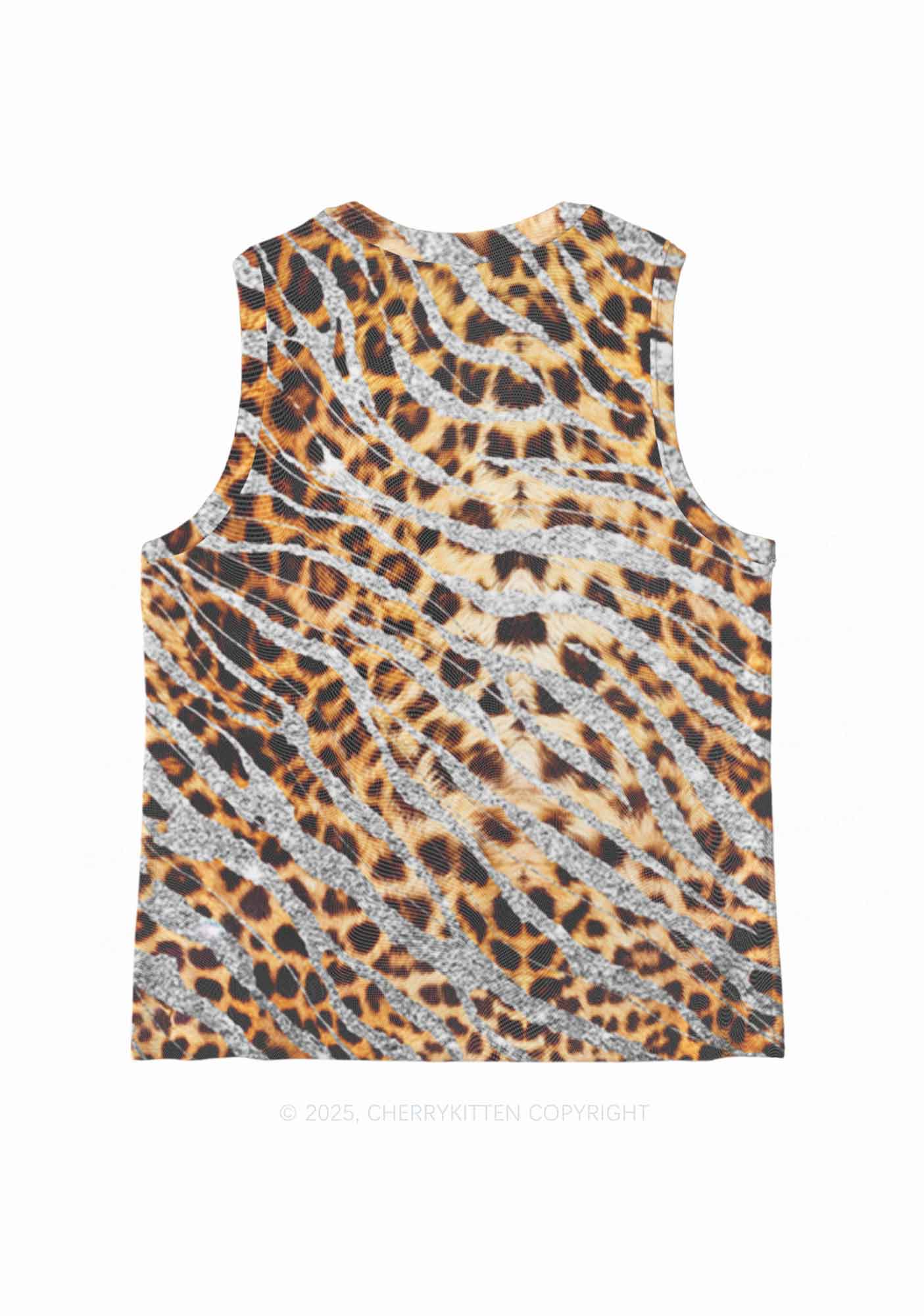 Silver Glitter Leopard Y2K Mesh Muscle Tank Cherrykitten - Image 4