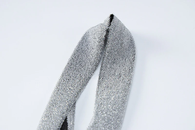 Silver Shiny Reflective Backless Halter Sling Tube Top - Image 6
