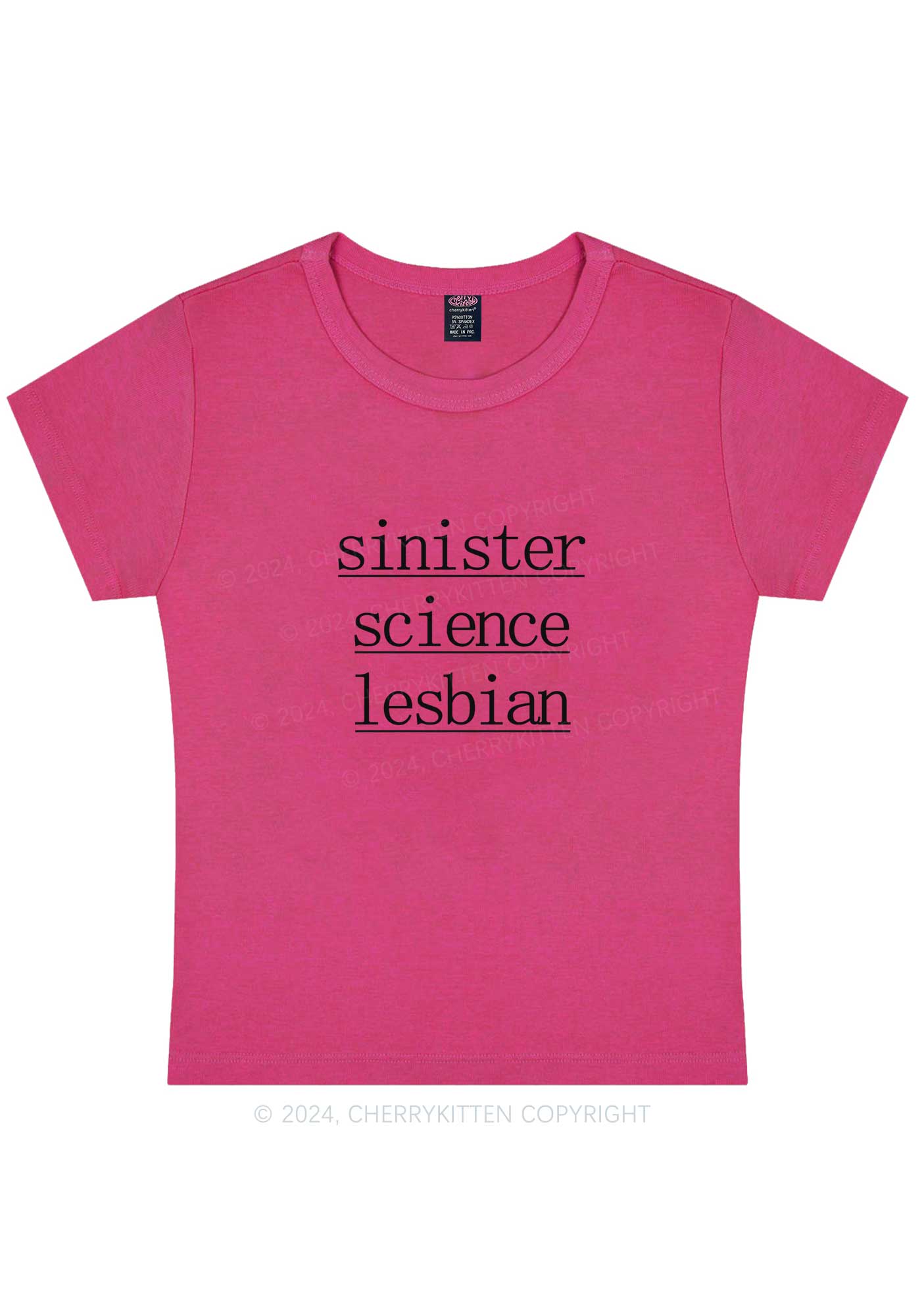 Sinister Science Lesbian Y2K Baby Tee Cherrykitten - Image 10