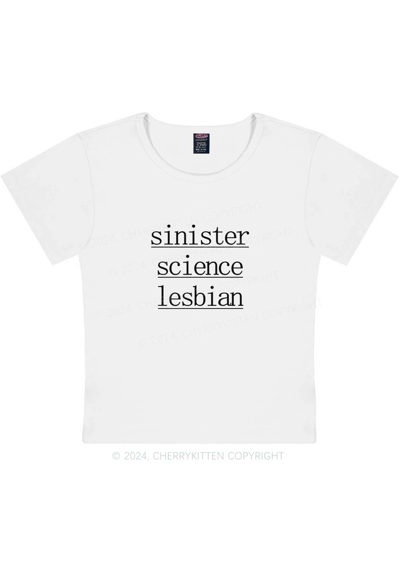 Sinister Science Lesbian Y2K Baby Tee Cherrykitten - Image 5