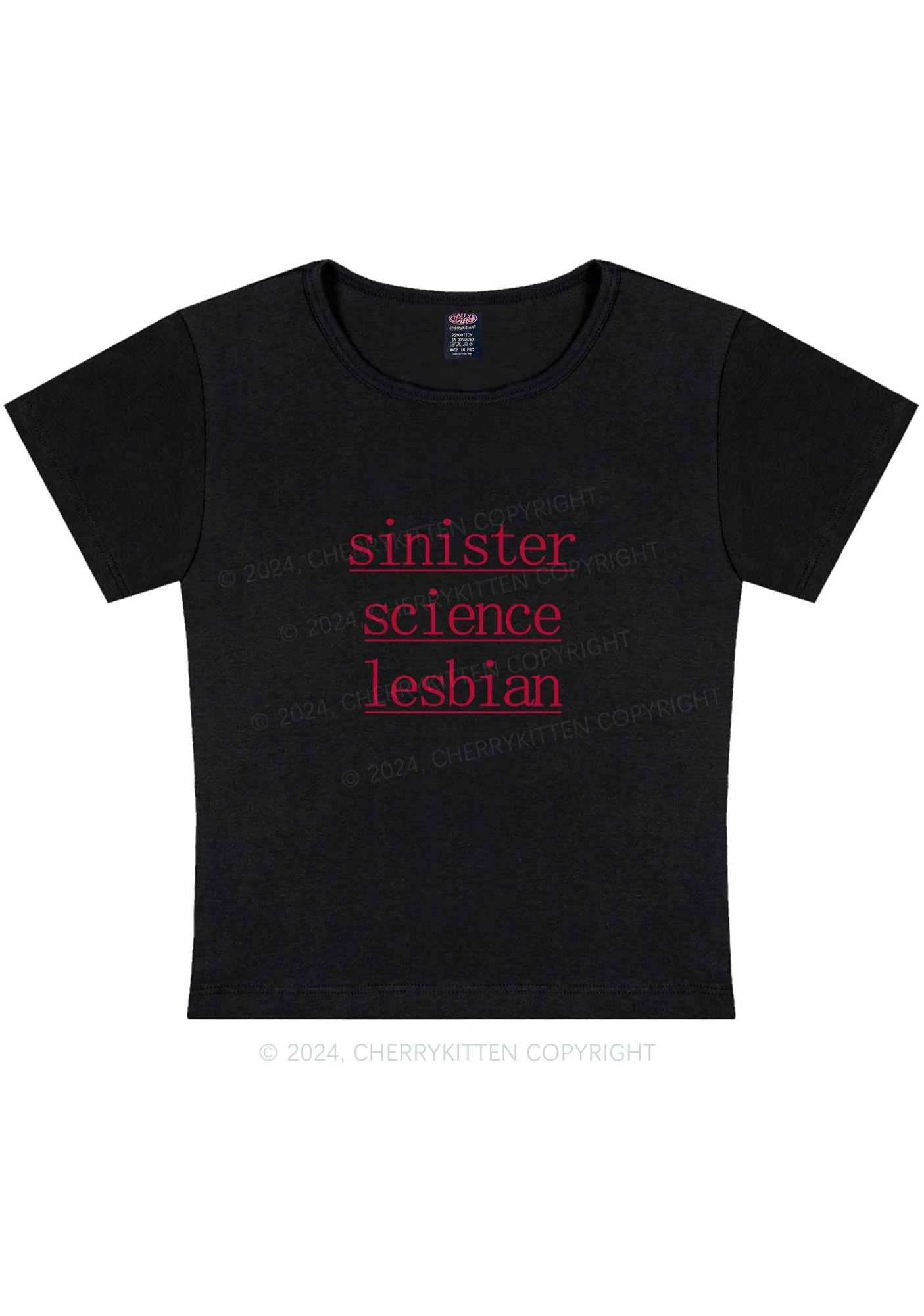 Sinister Science Lesbian Y2K Baby Tee Cherrykitten - Image 6