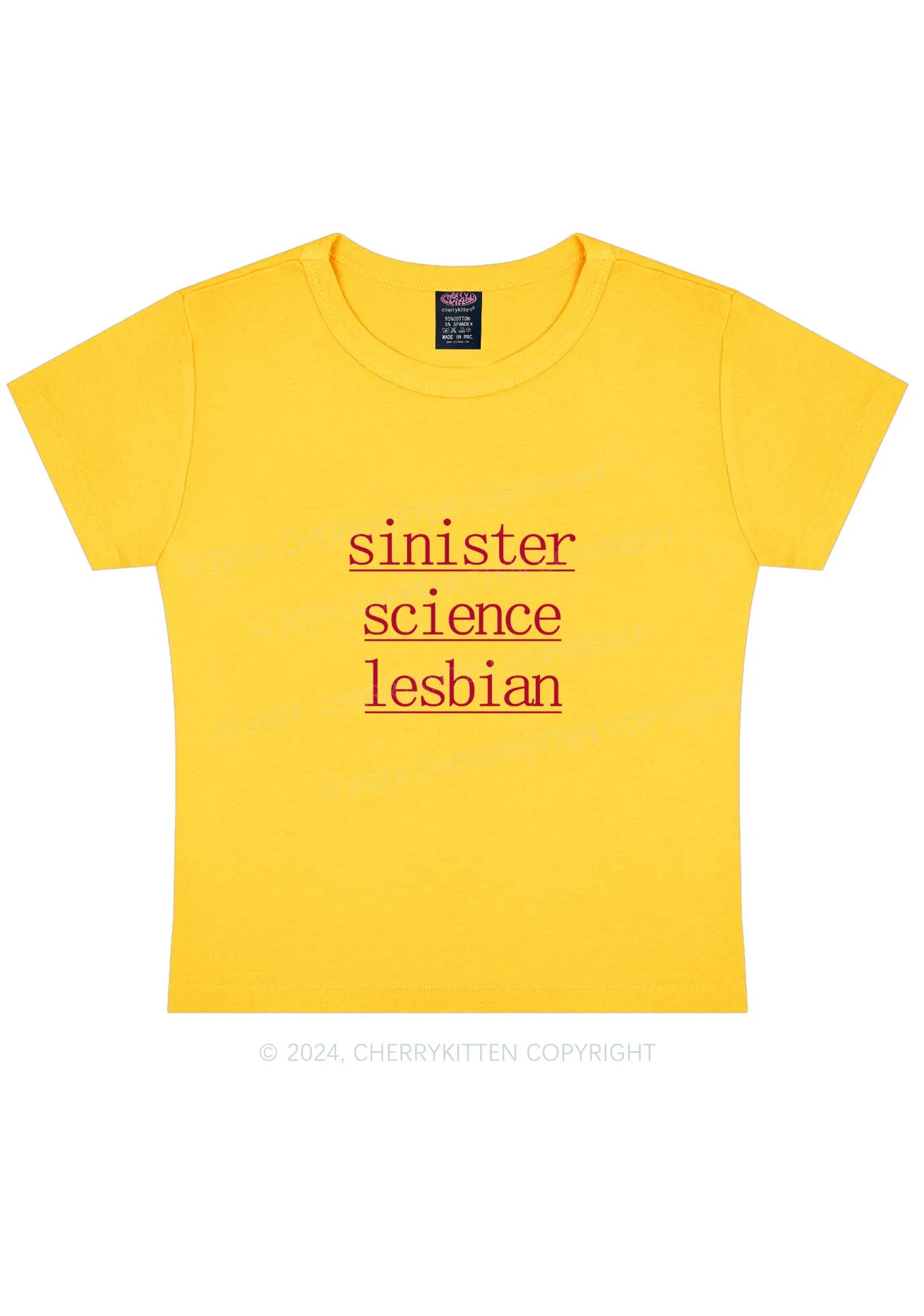 Sinister Science Lesbian Y2K Baby Tee Cherrykitten - Image 7