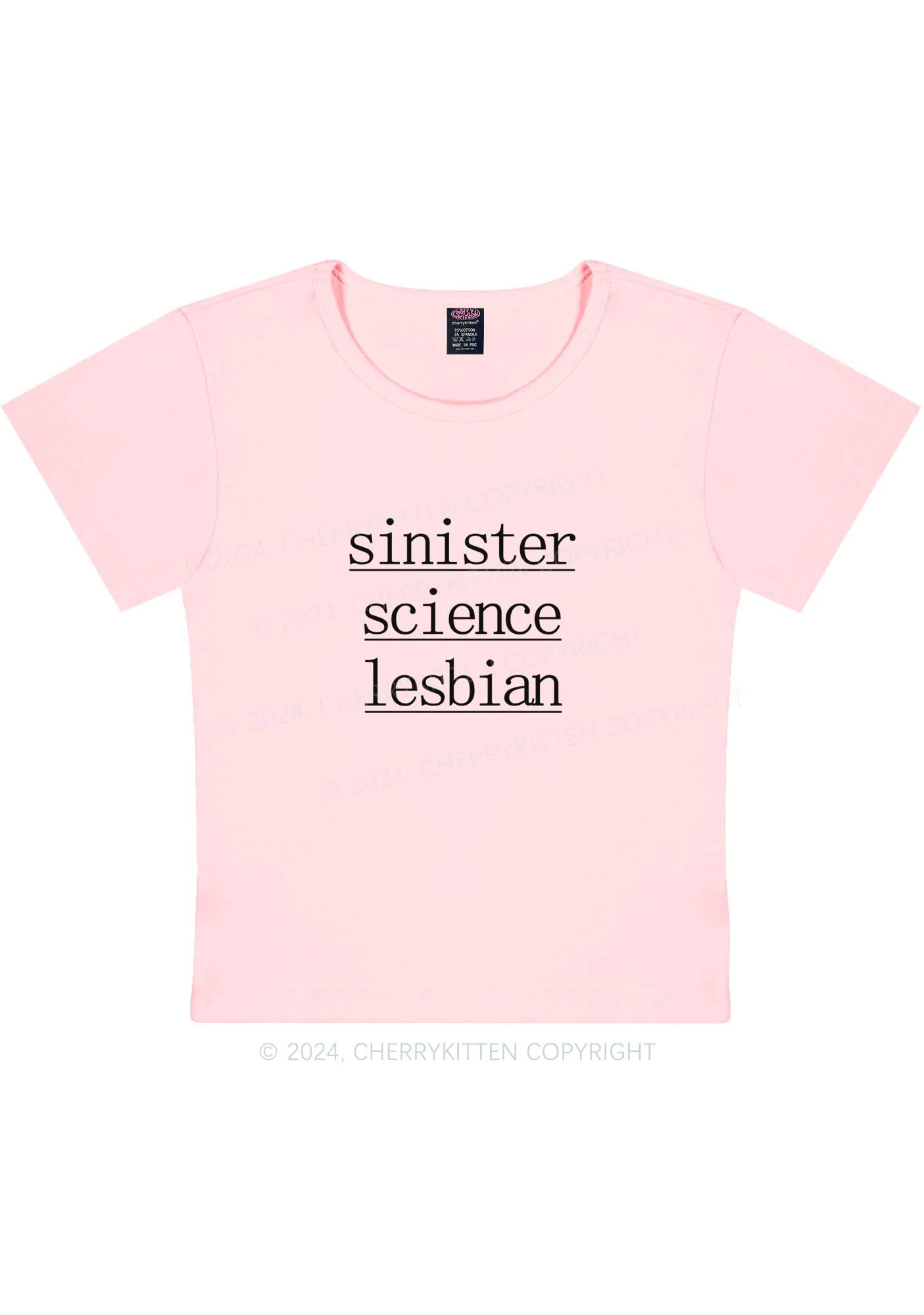 Sinister Science Lesbian Y2K Baby Tee Cherrykitten - Image 9