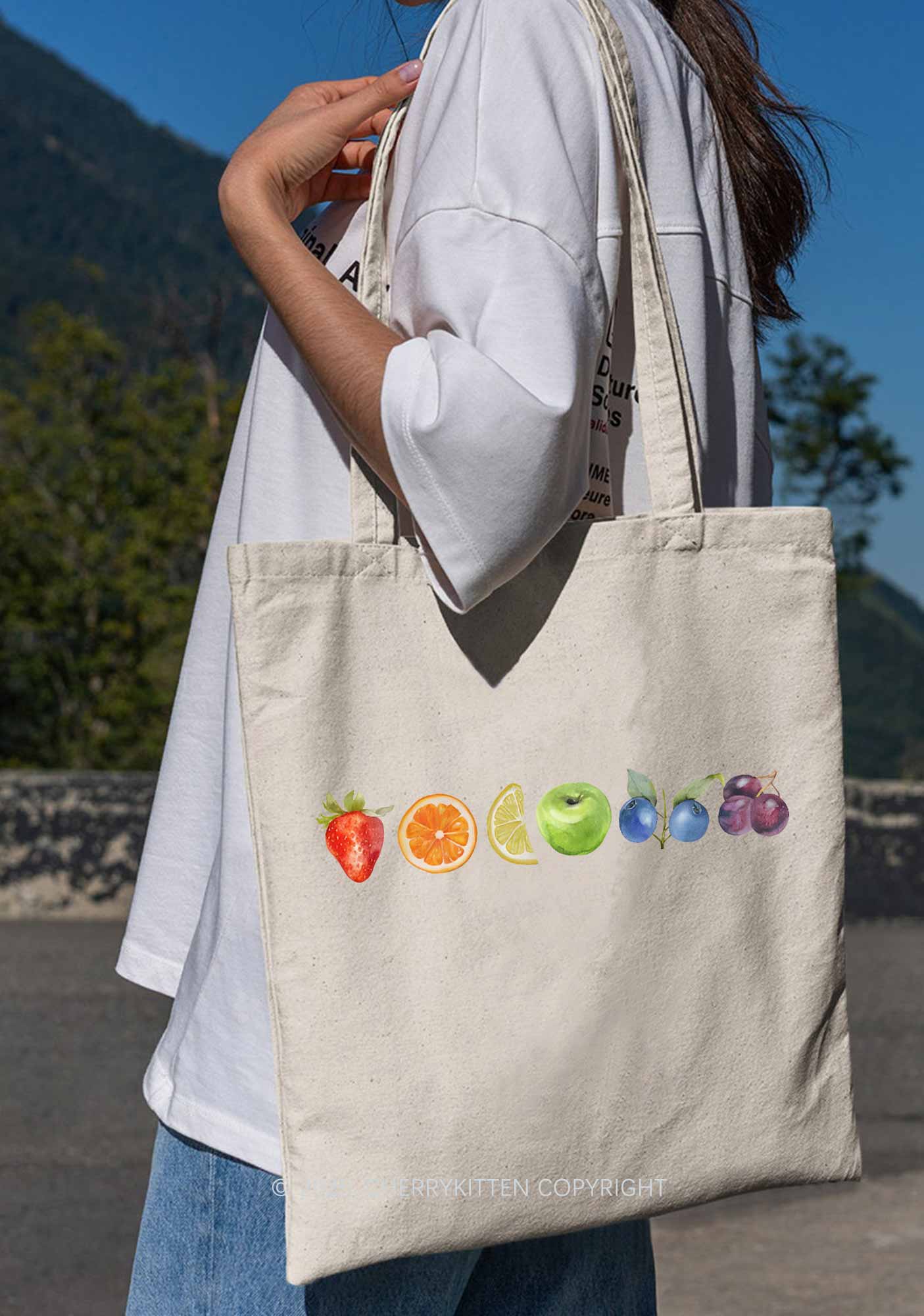 Six Fruity Pride Y2K Canvas Tote Bag Cherrykitten - Image 2