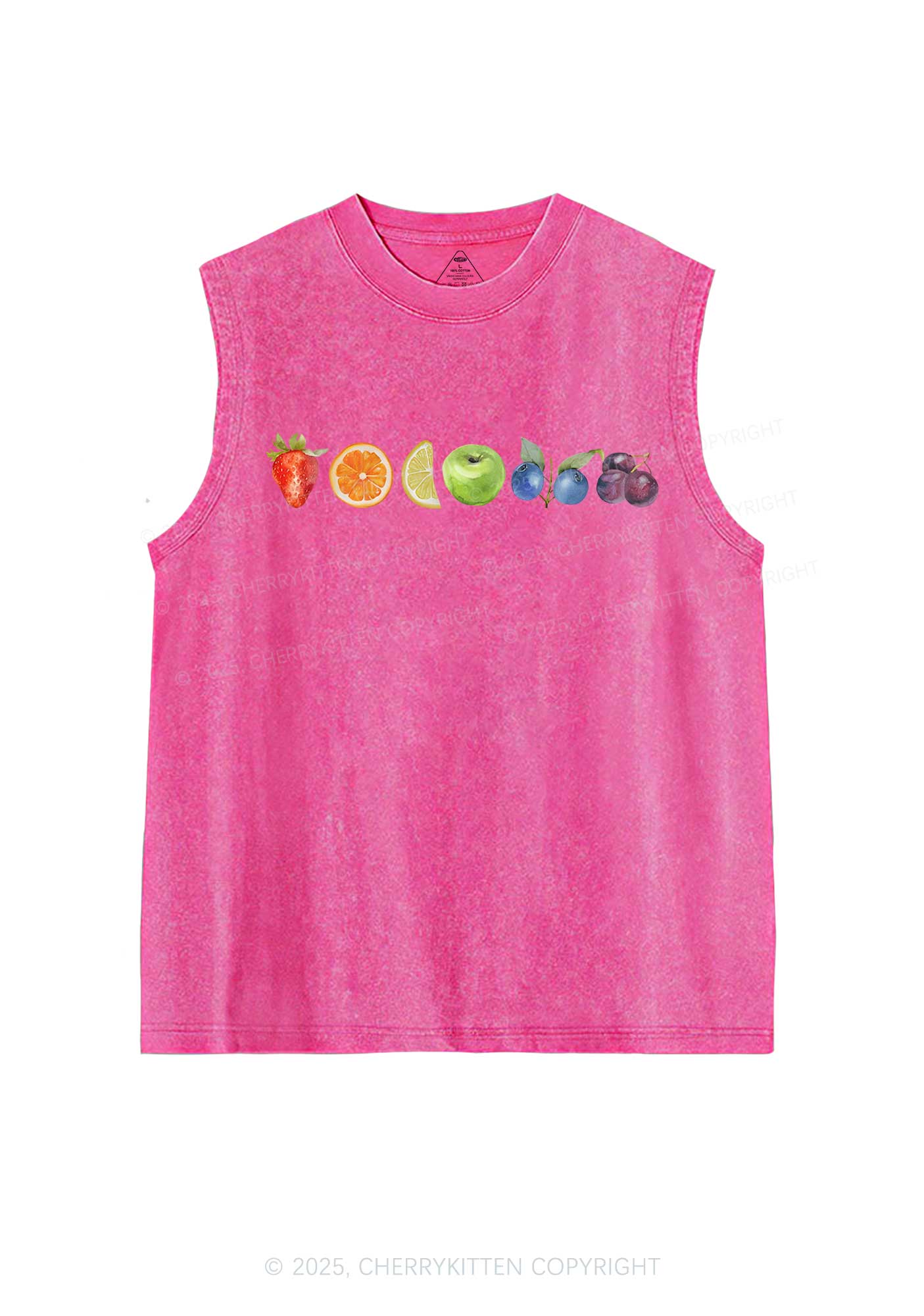 Six Fruity Pride Y2K Washed Muscle Tank Cherrykitten - Image 3