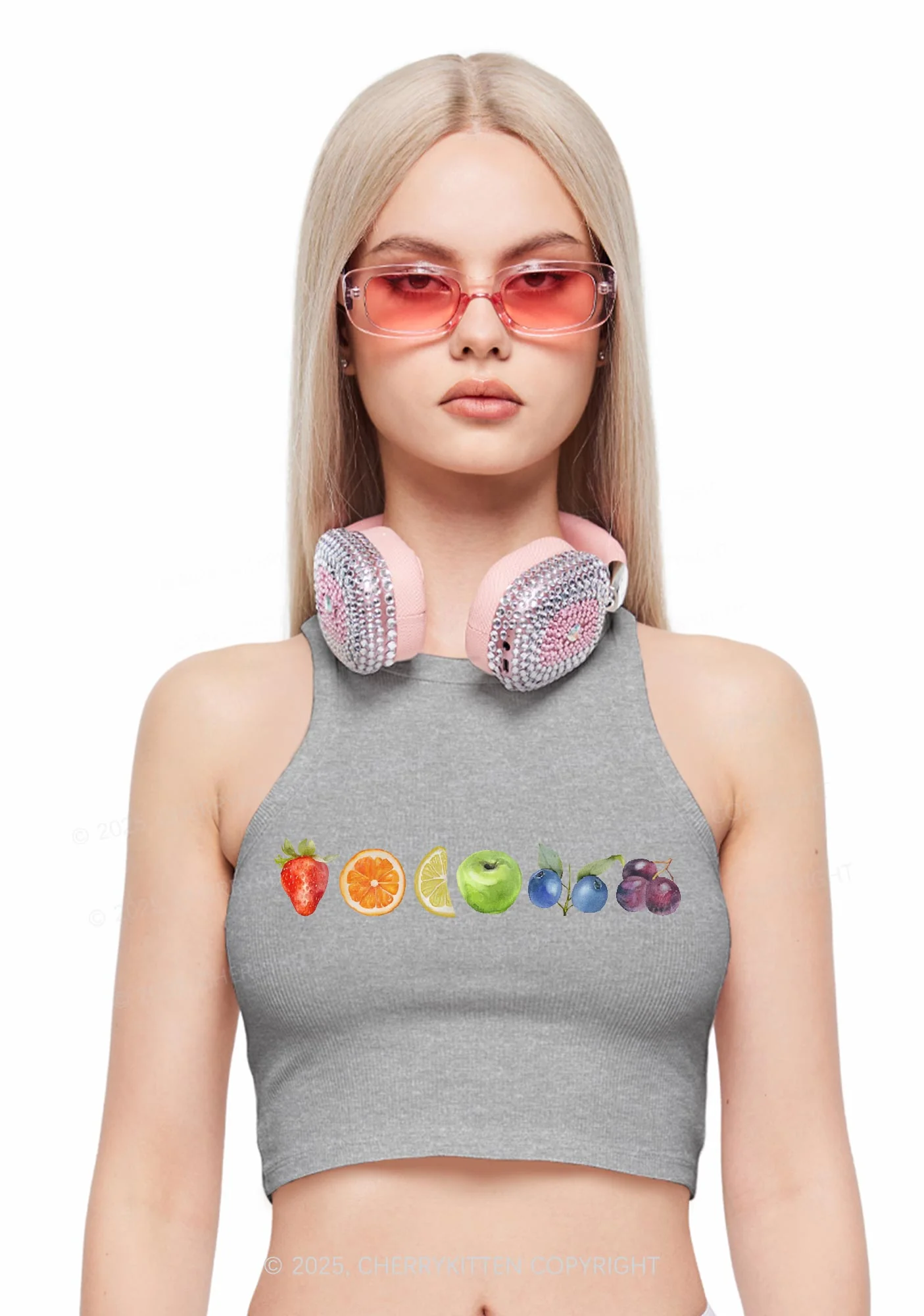 Six Fruity Y2K Crop Tank Top Cherrykitten - Image 2