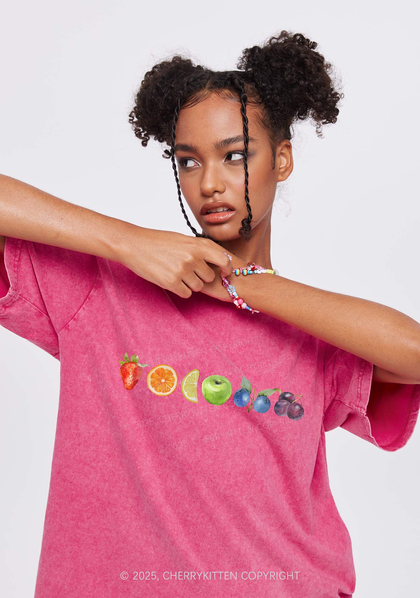 Six Fruity Y2K Shirts Washed Tee Cherrykitten - Image 2