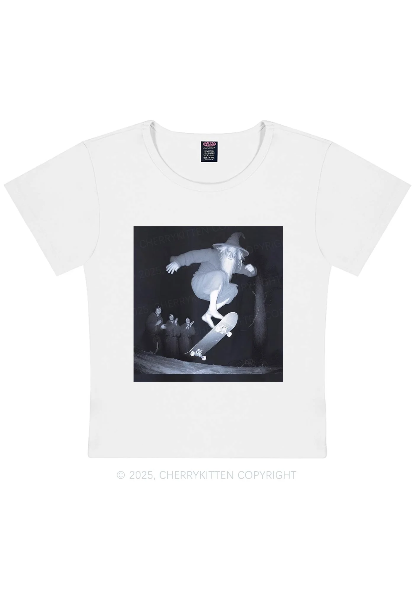 Skating Wizard Y2K Baby Tee Cherrykitten - Image 3