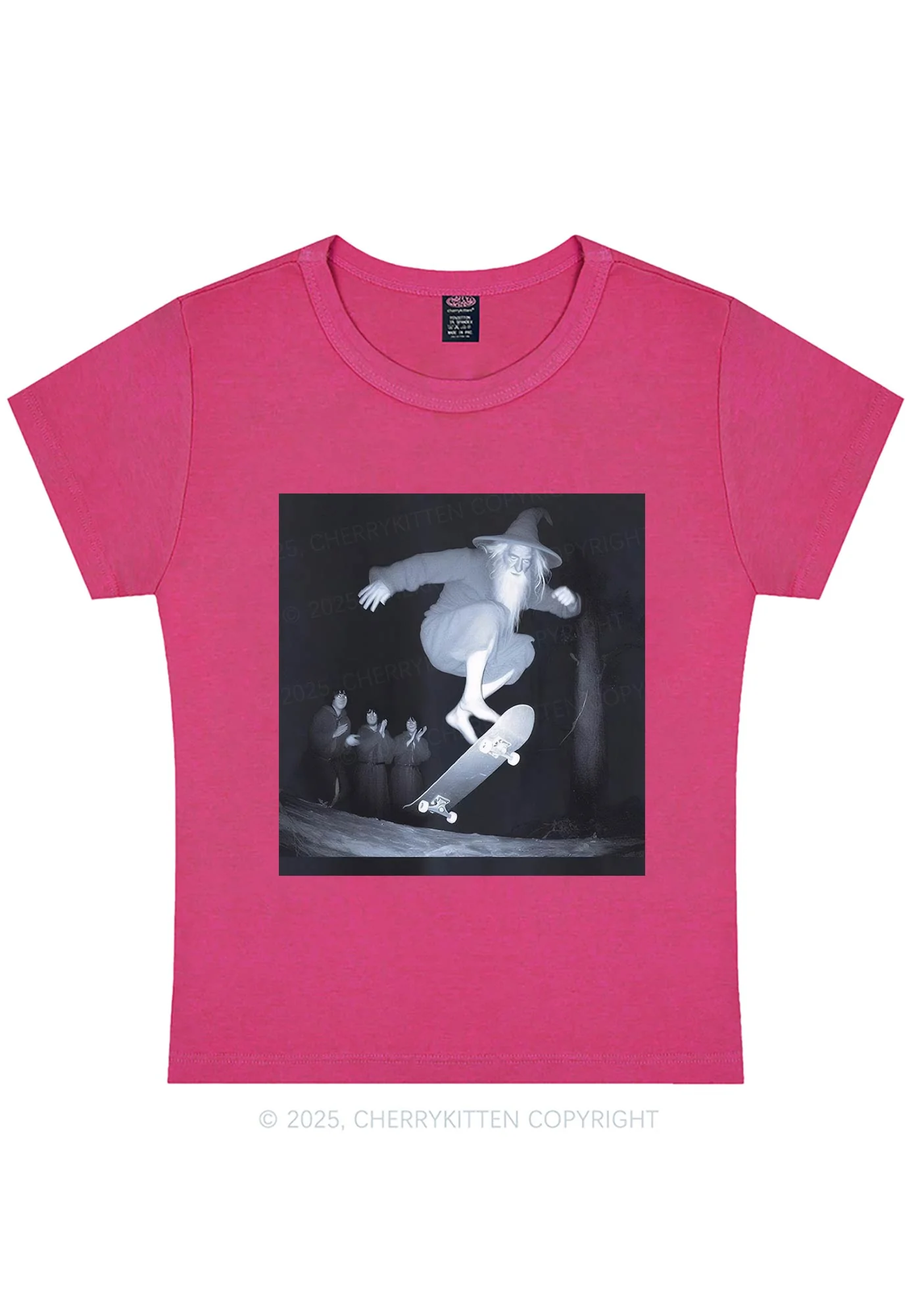 Skating Wizard Y2K Baby Tee Cherrykitten - Image 4