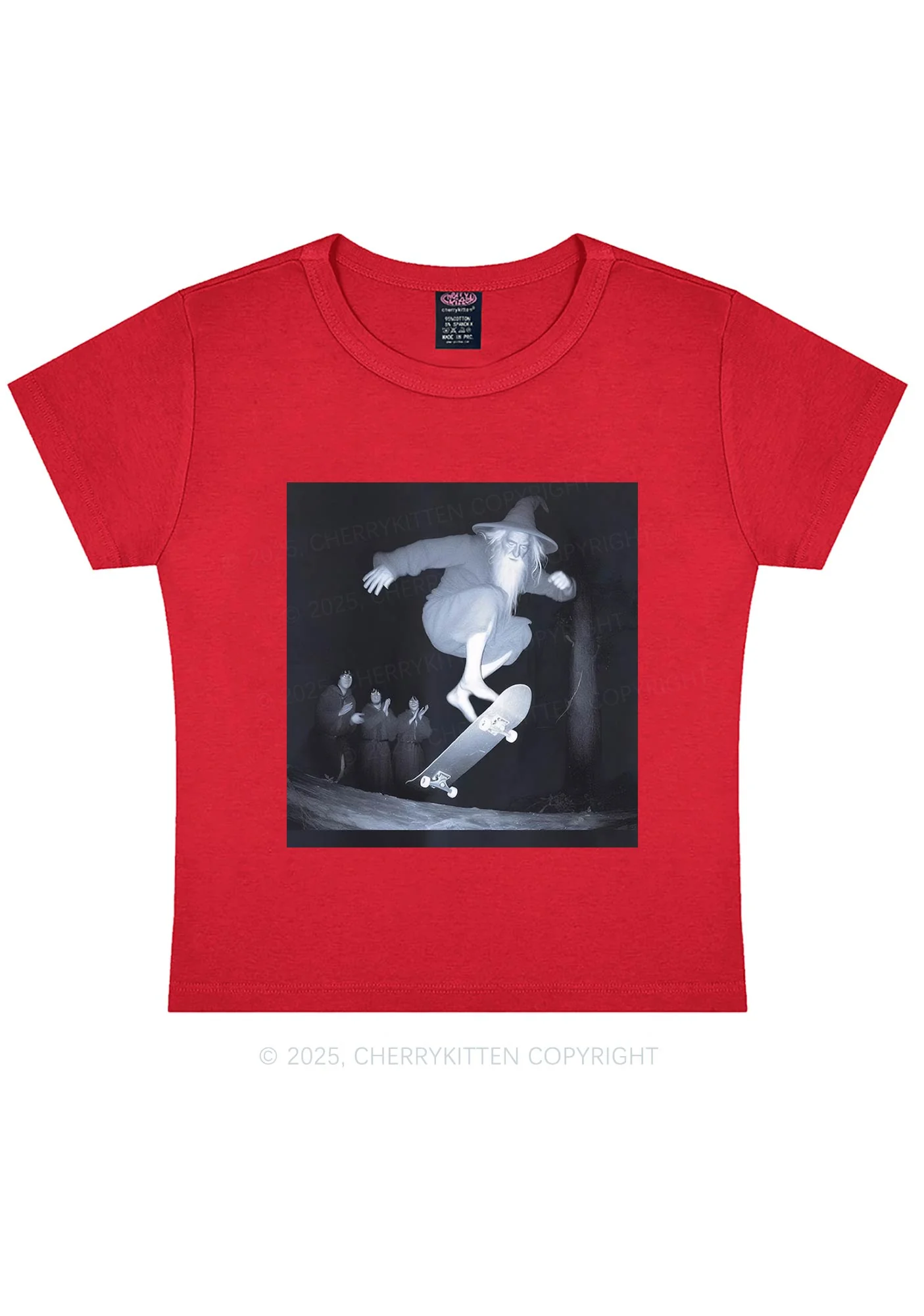 Skating Wizard Y2K Baby Tee Cherrykitten - Image 6