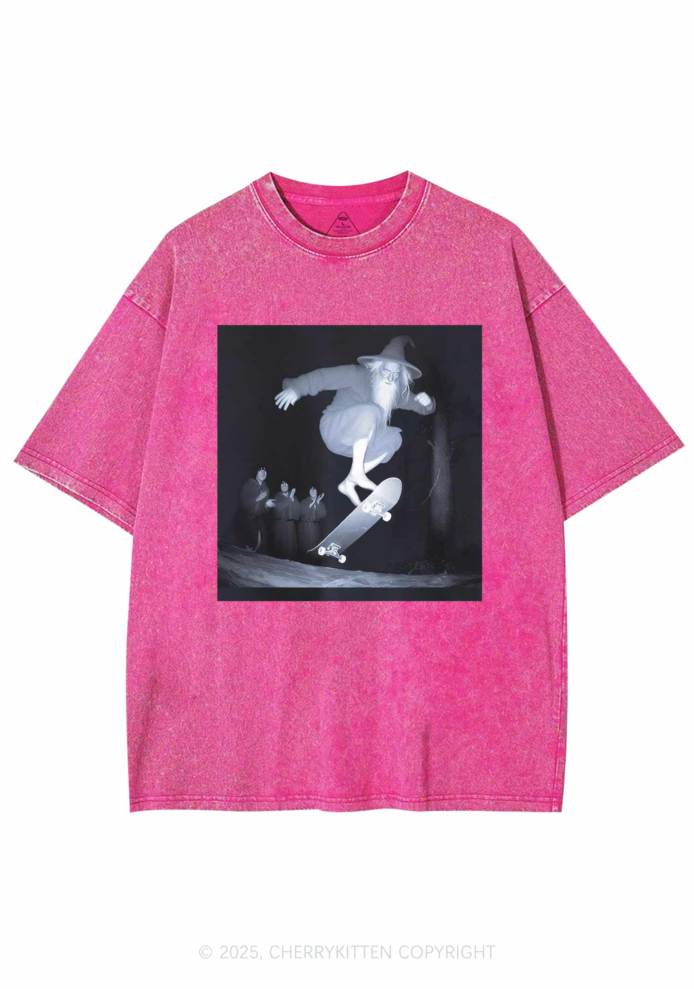 Skating Wizard Y2K Shirts Washed Tee Cherrykitten - Image 4