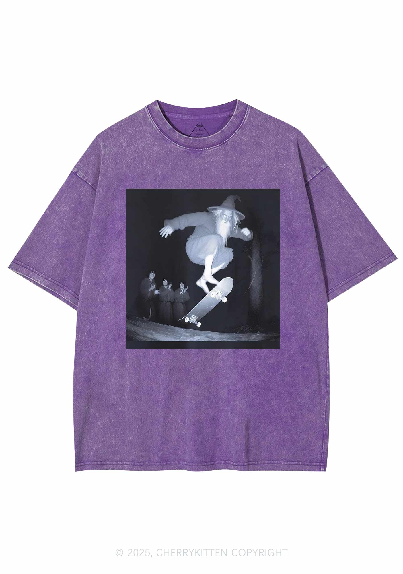 Skating Wizard Y2K Shirts Washed Tee Cherrykitten - Image 5