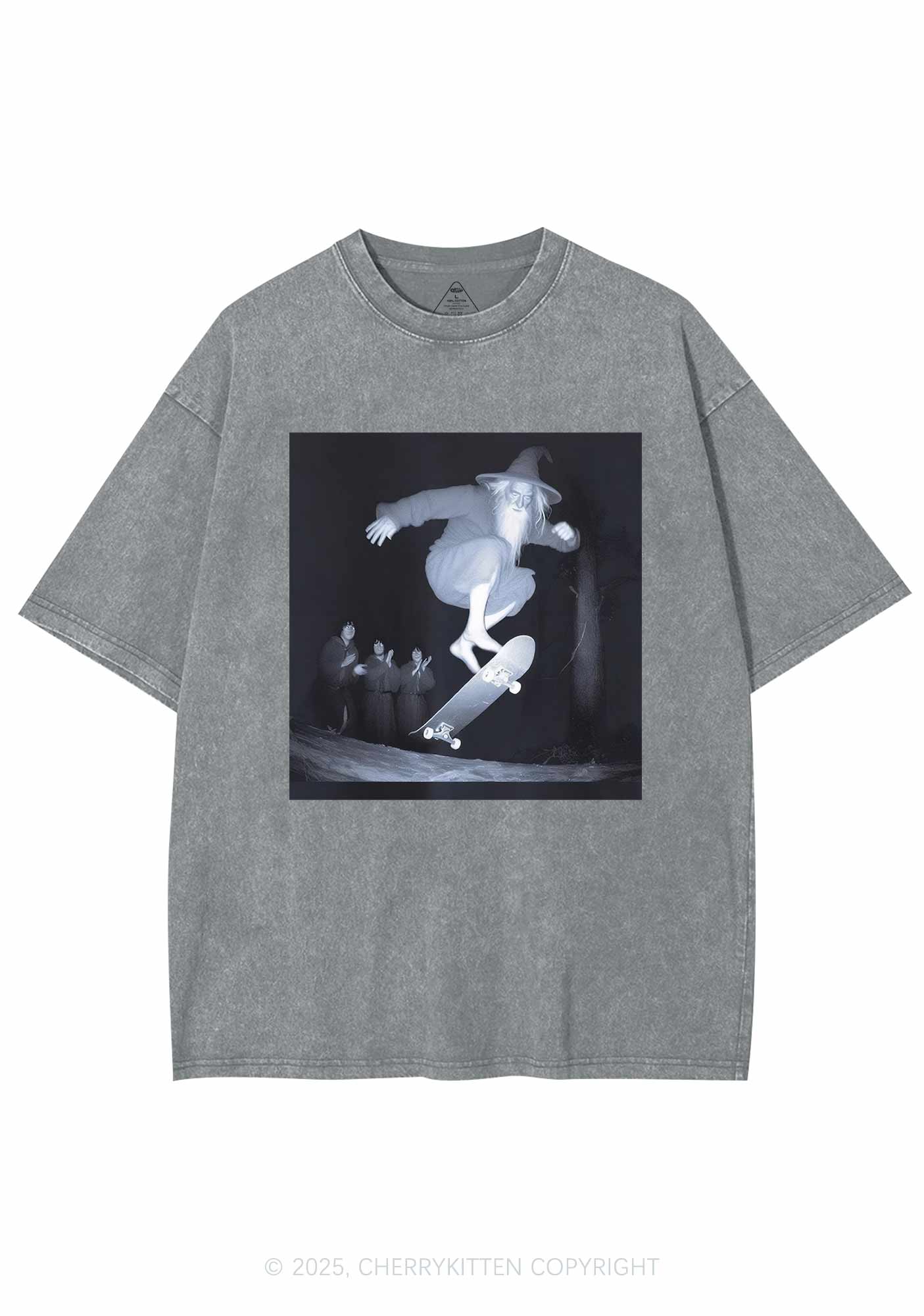 Skating Wizard Y2K Shirts Washed Tee Cherrykitten - Image 6