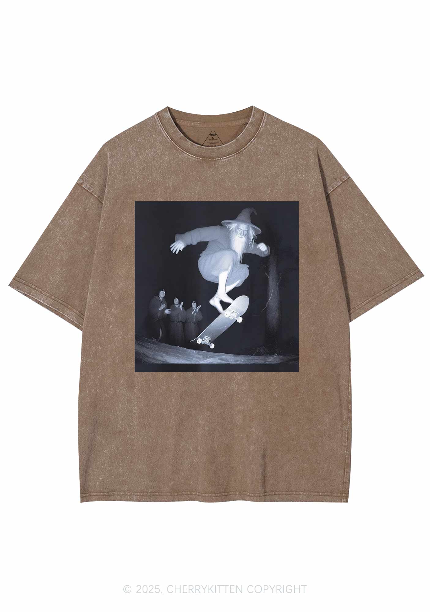 Skating Wizard Y2K Shirts Washed Tee Cherrykitten - Image 7