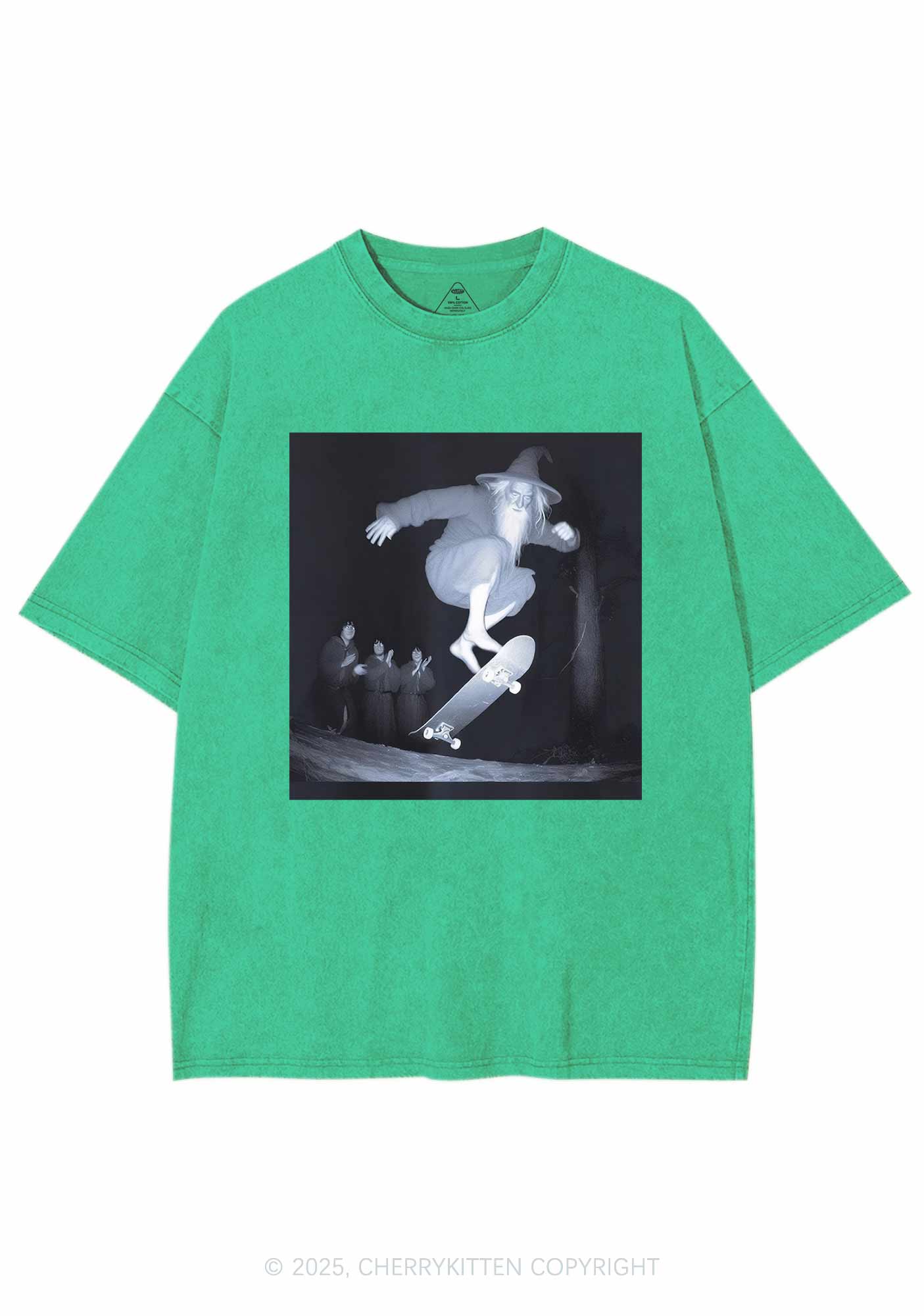 Skating Wizard Y2K Shirts Washed Tee Cherrykitten - Image 8