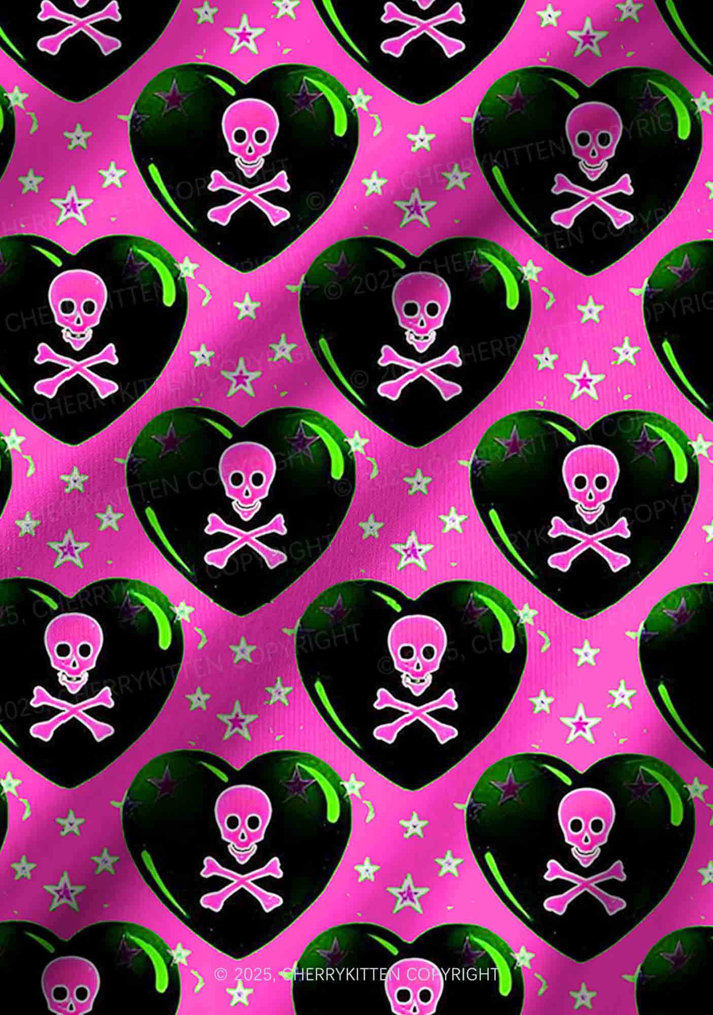 Skeleton Deluxe Valentine's Day Y2K Print Long Sleeve Pajama Set Cherrykitten - Image 3