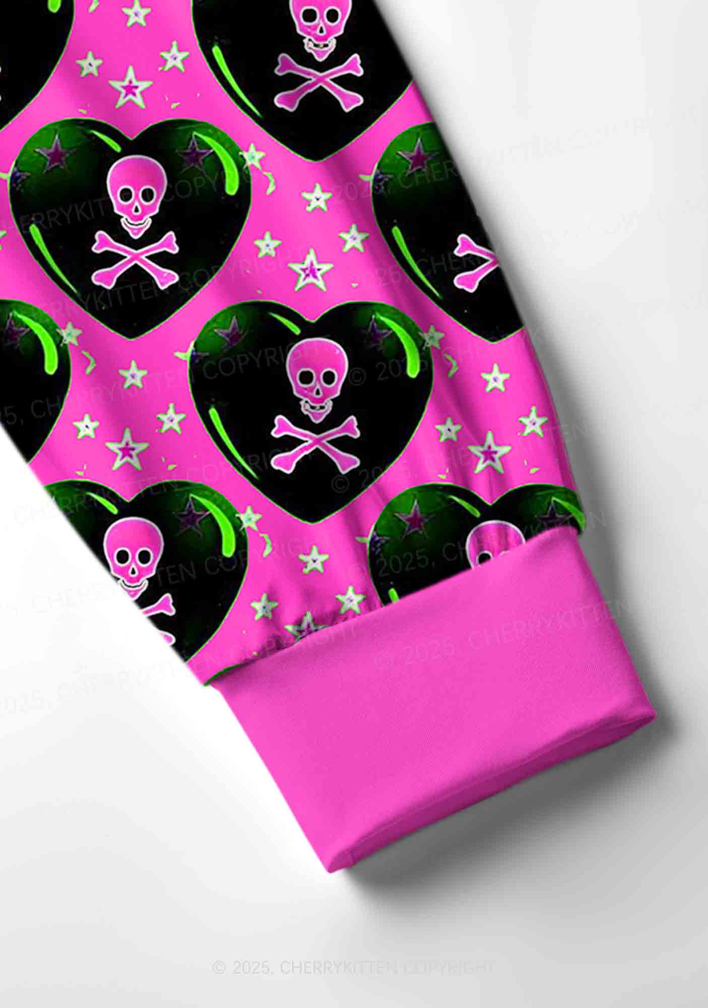 Skeleton Deluxe Valentine's Day Y2K Print Long Sleeve Pajama Set Cherrykitten - Image 4