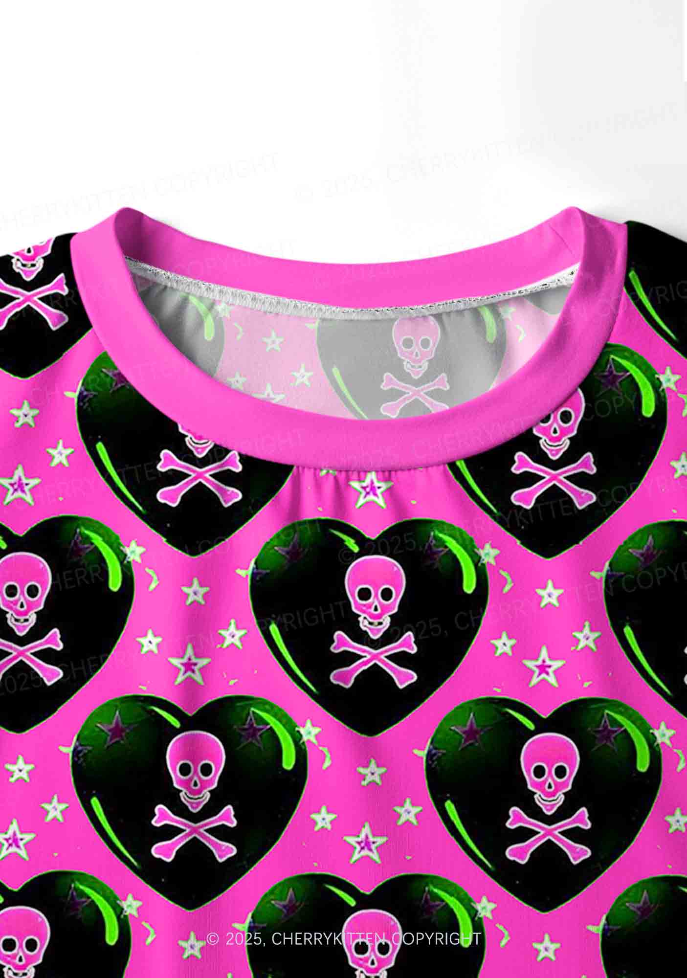 Skeleton Deluxe Valentine's Day Y2K Print Long Sleeve Pajama Set Cherrykitten - Image 5