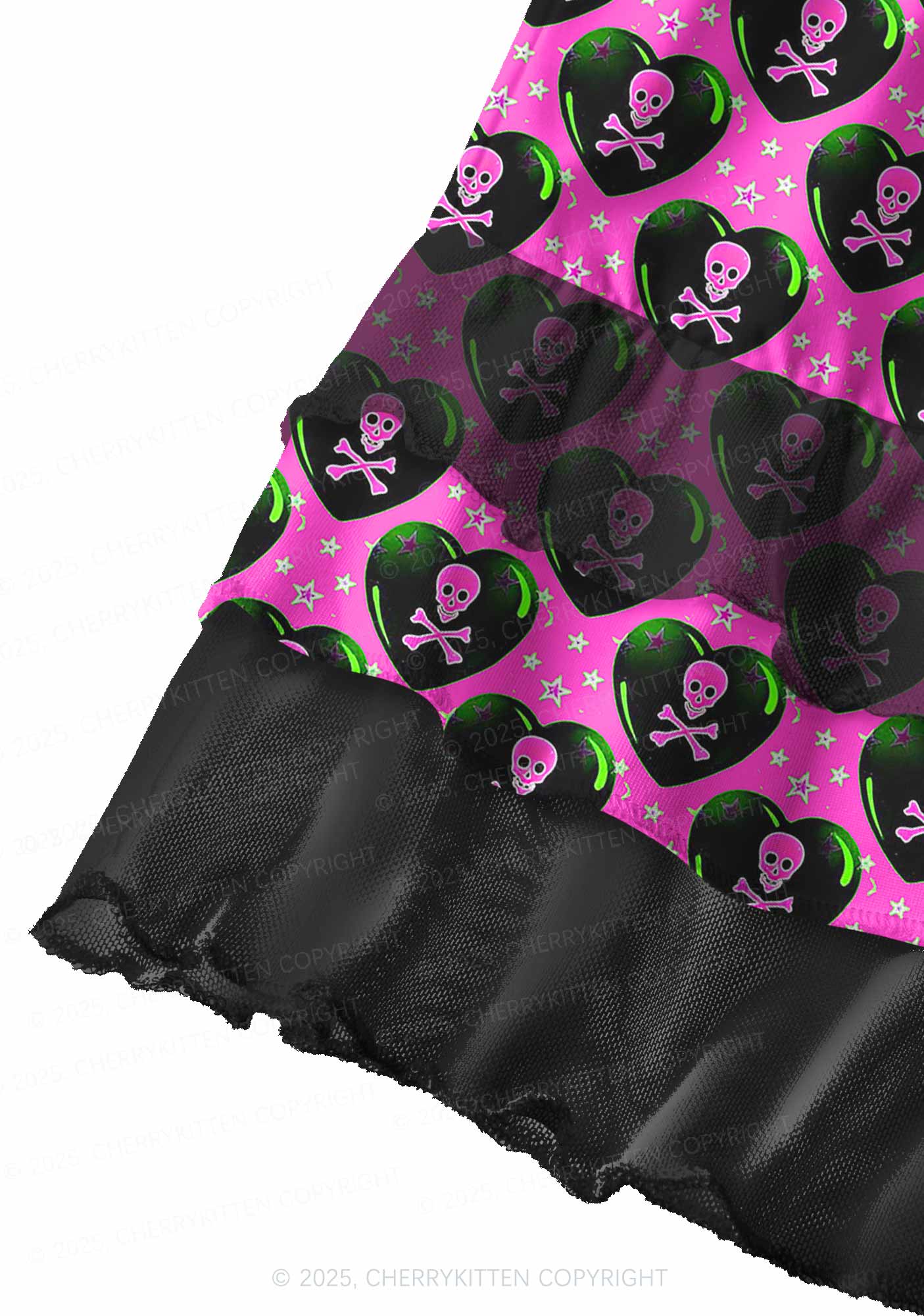 Skeleton Deluxe Valentine's Day Y2K Print Mini Layered Skirt Cherrykitten - Image 2