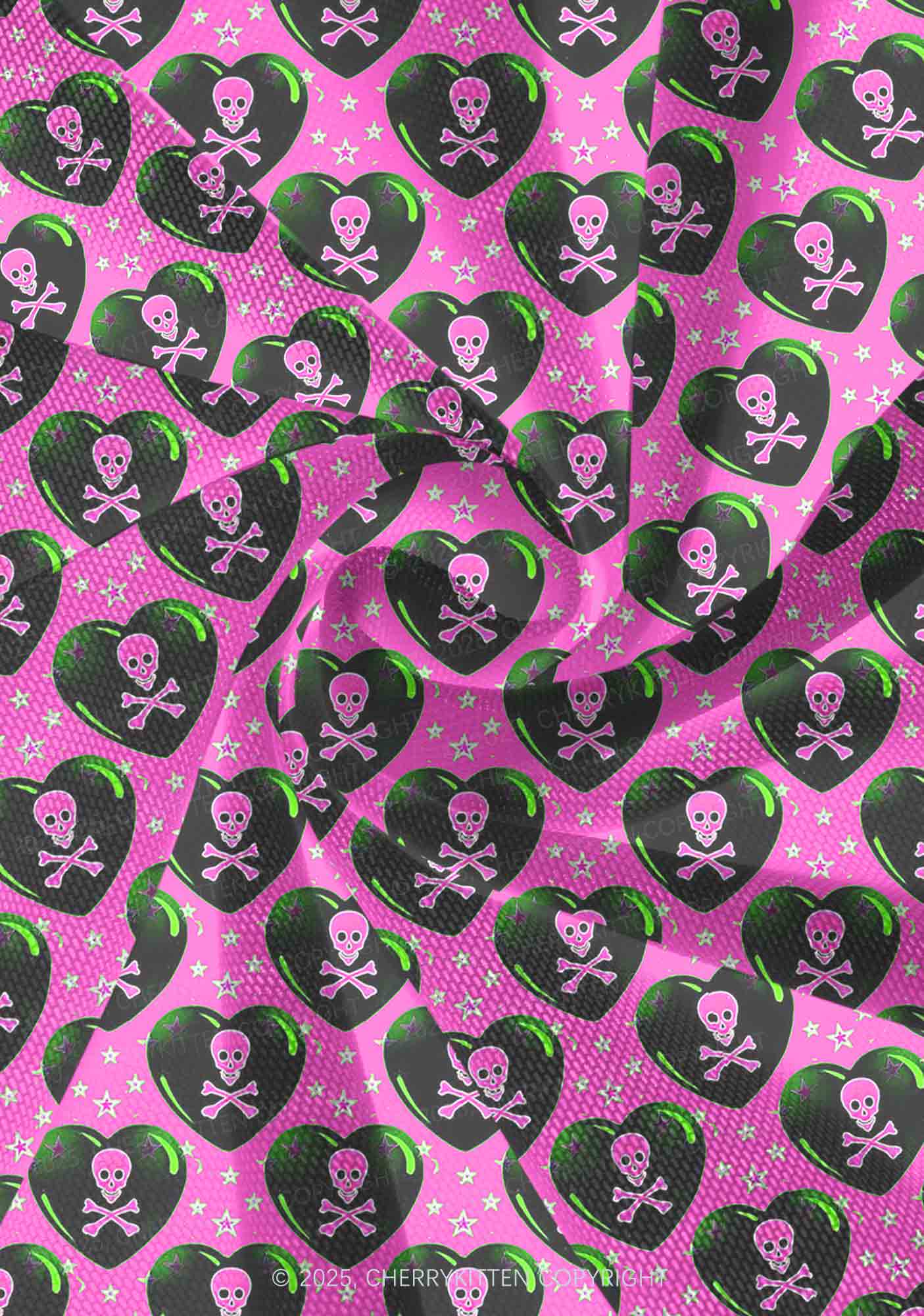 Skeleton Deluxe Valentine's Day Y2K Print Mini Layered Skirt Cherrykitten - Image 3