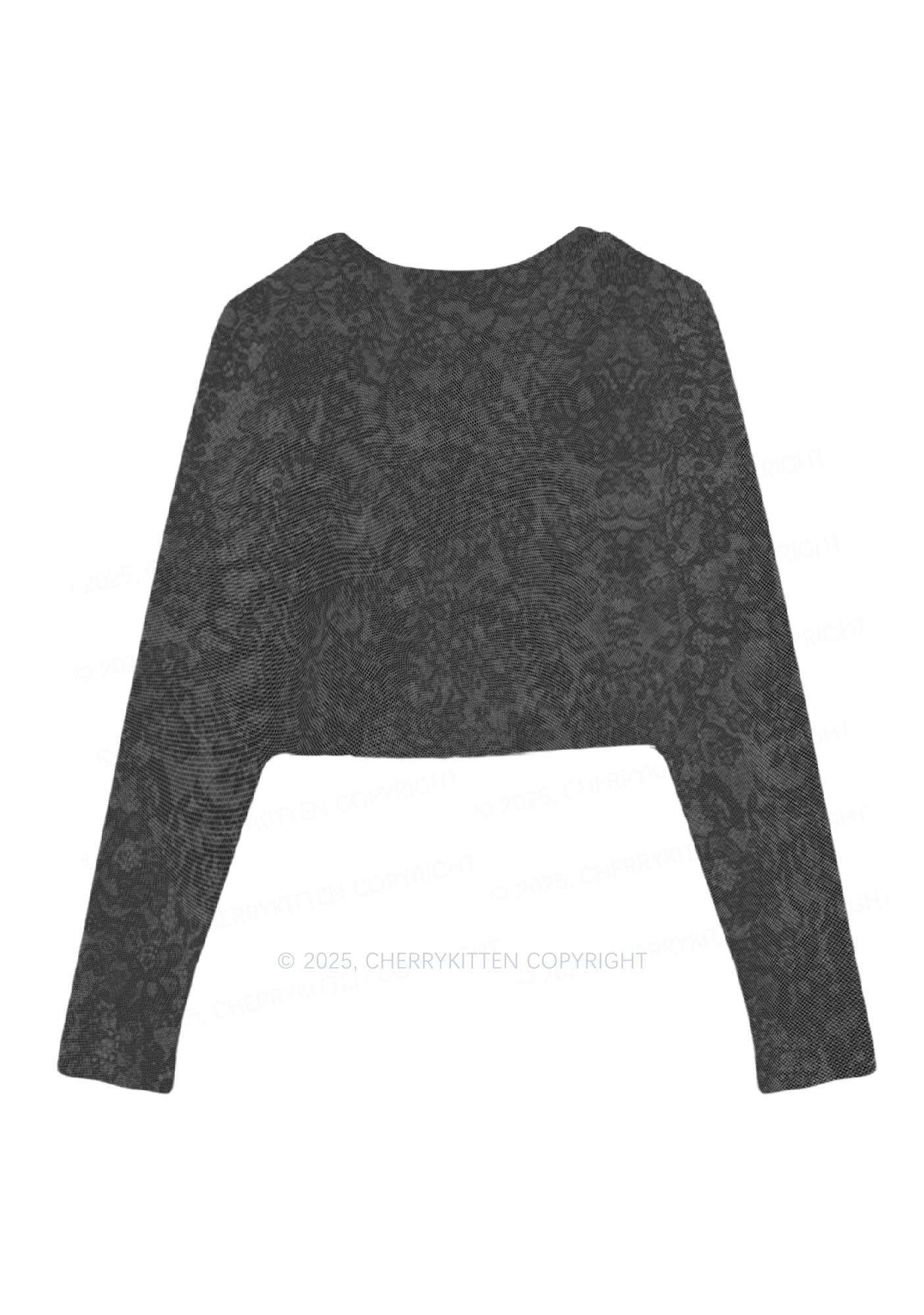 Skeleton Hand Txts Y2K Mesh Long Sleeve Crop Top Cherrykitten - Image 3