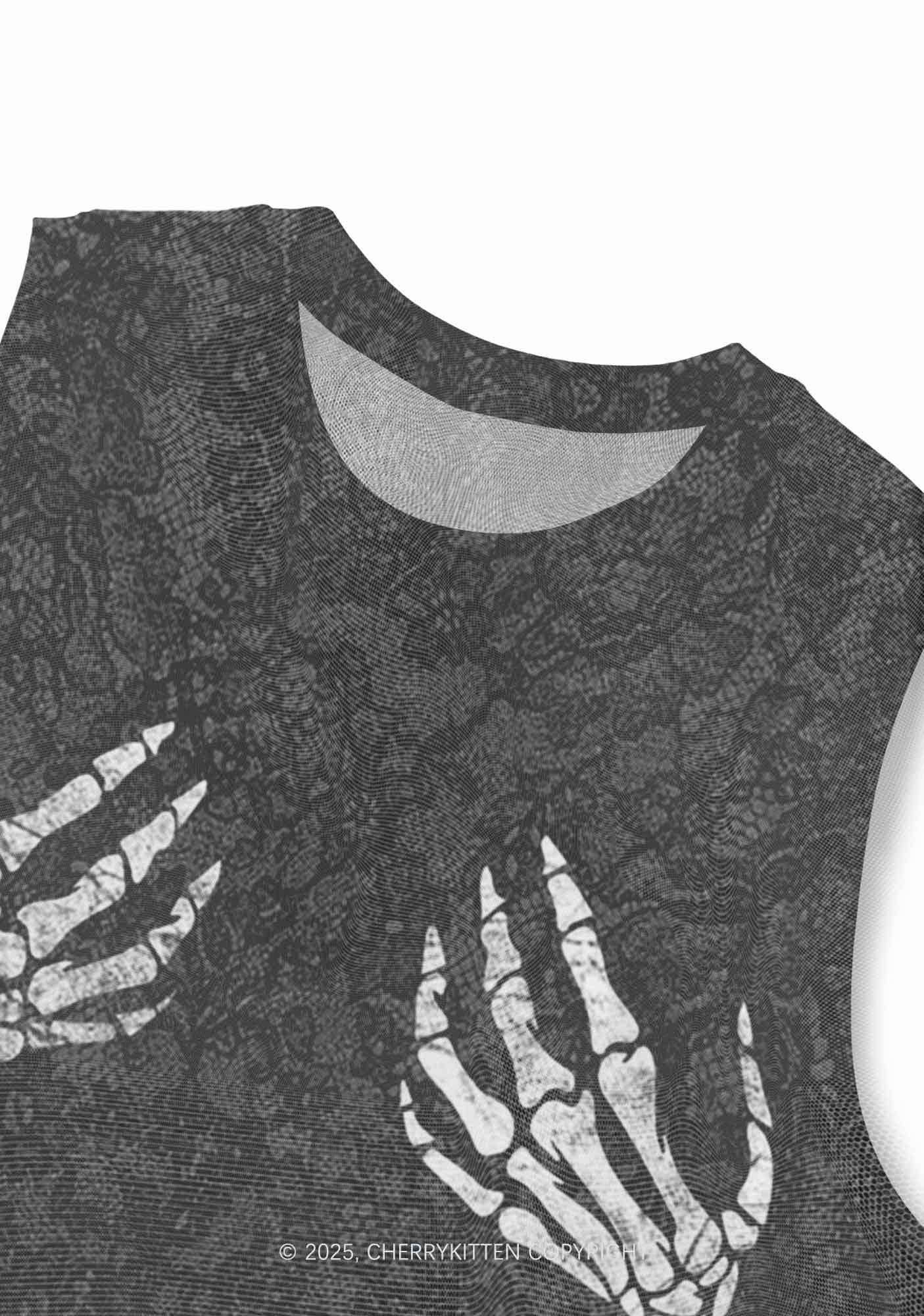Skeleton Hand Txts Y2K Mesh Muscle Tank Cherrykitten - Image 3