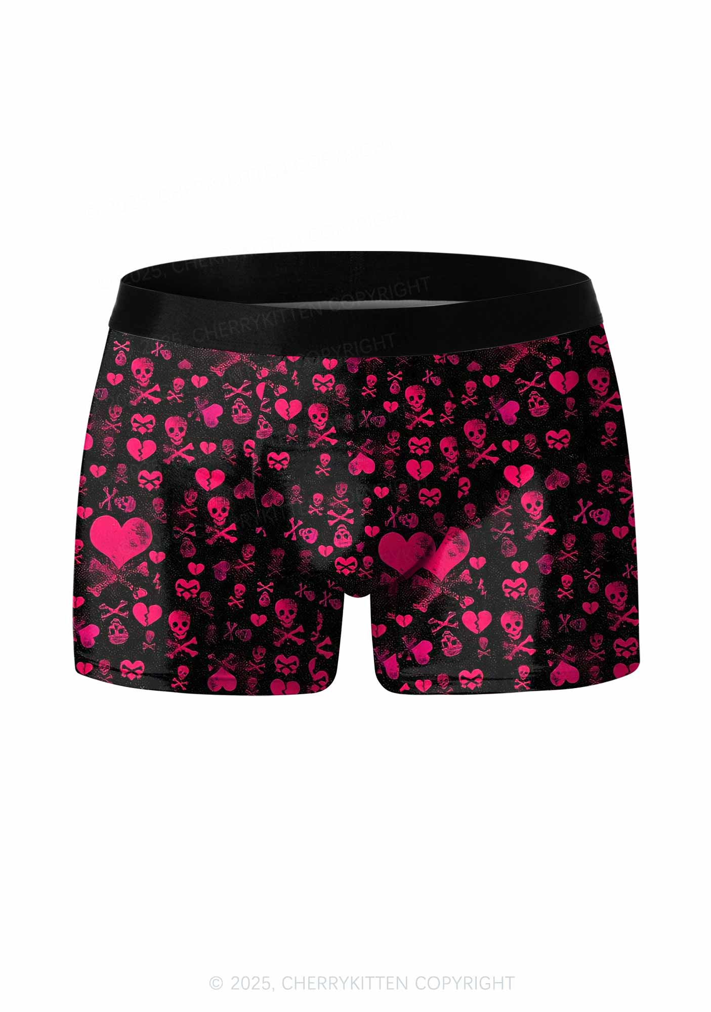 Skeleton Pink Love Valentine's Day Y2K Print Couples Boxer Briefs Set Cherrykitten - Image 2