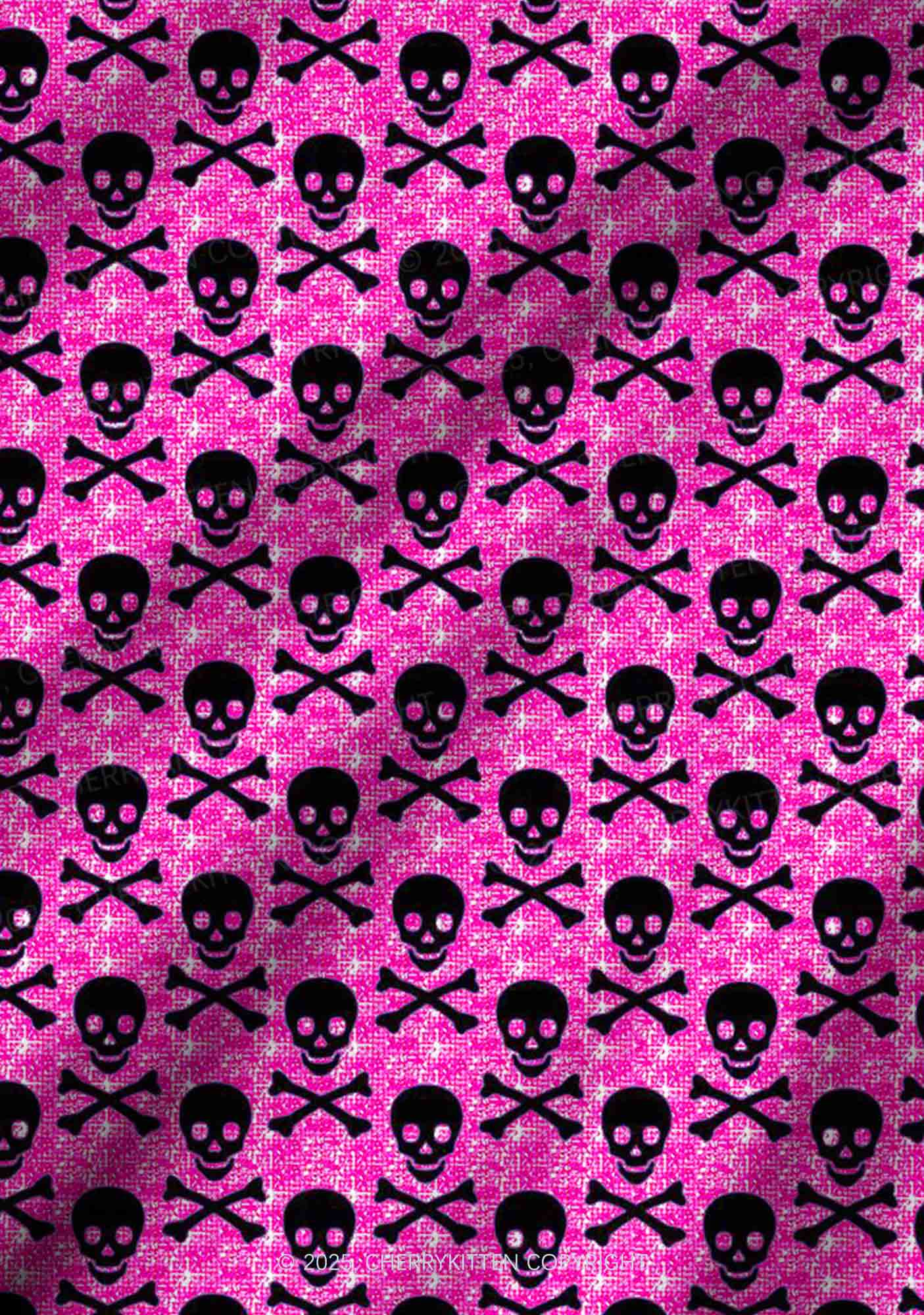 Skeleton Squad Valentine's Day Y2K Print Long Sleeve Pajama Set Cherrykitten - Image 3